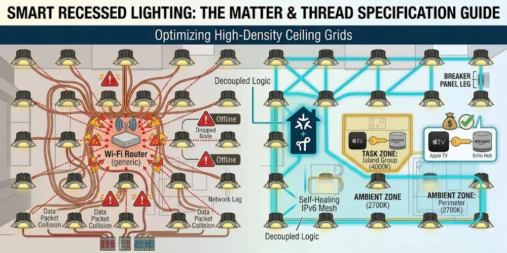 Smart Recessed Lighting: Specifying Matter and Thread for High-Density Ceiling Grids