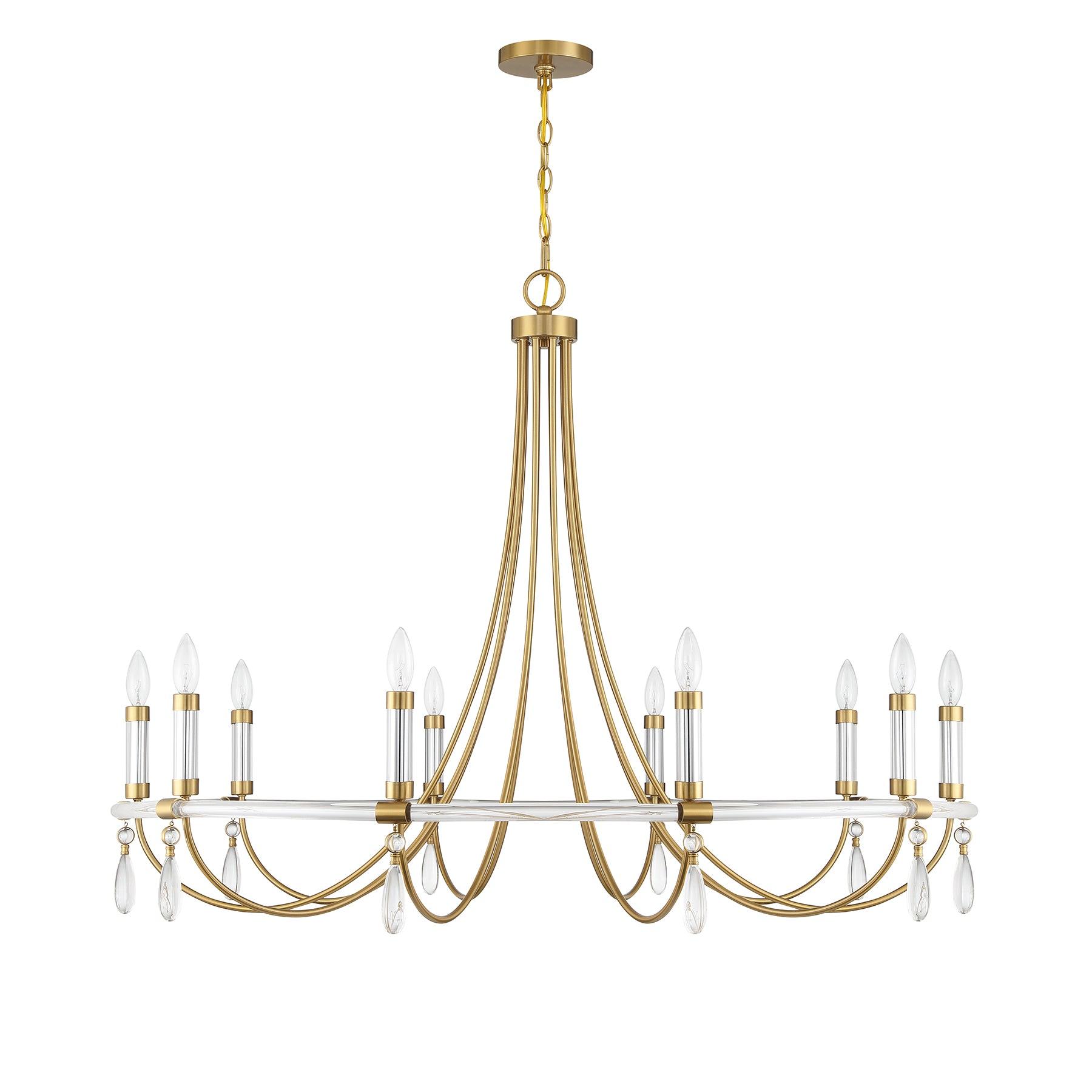 Mayfair 45 in. 10 Lights Chandelier Warm Brass and Chrome Finish