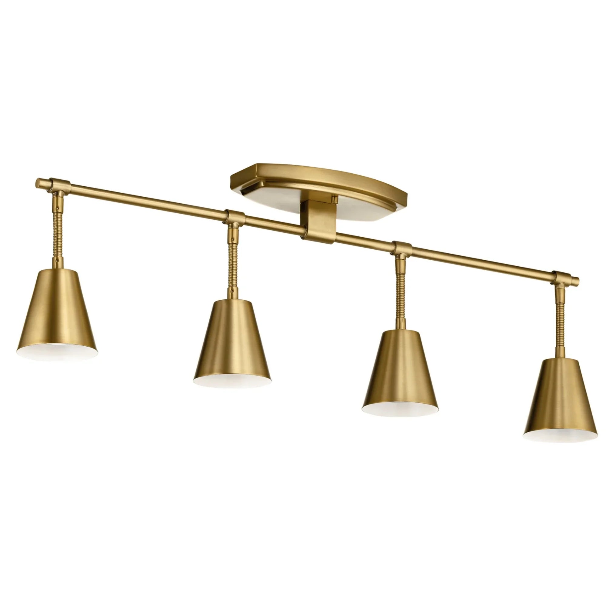 Sylvia 30" 4-Light Fixed Rail Light, Brushed Natural Brass Finishs - Bees Lighting