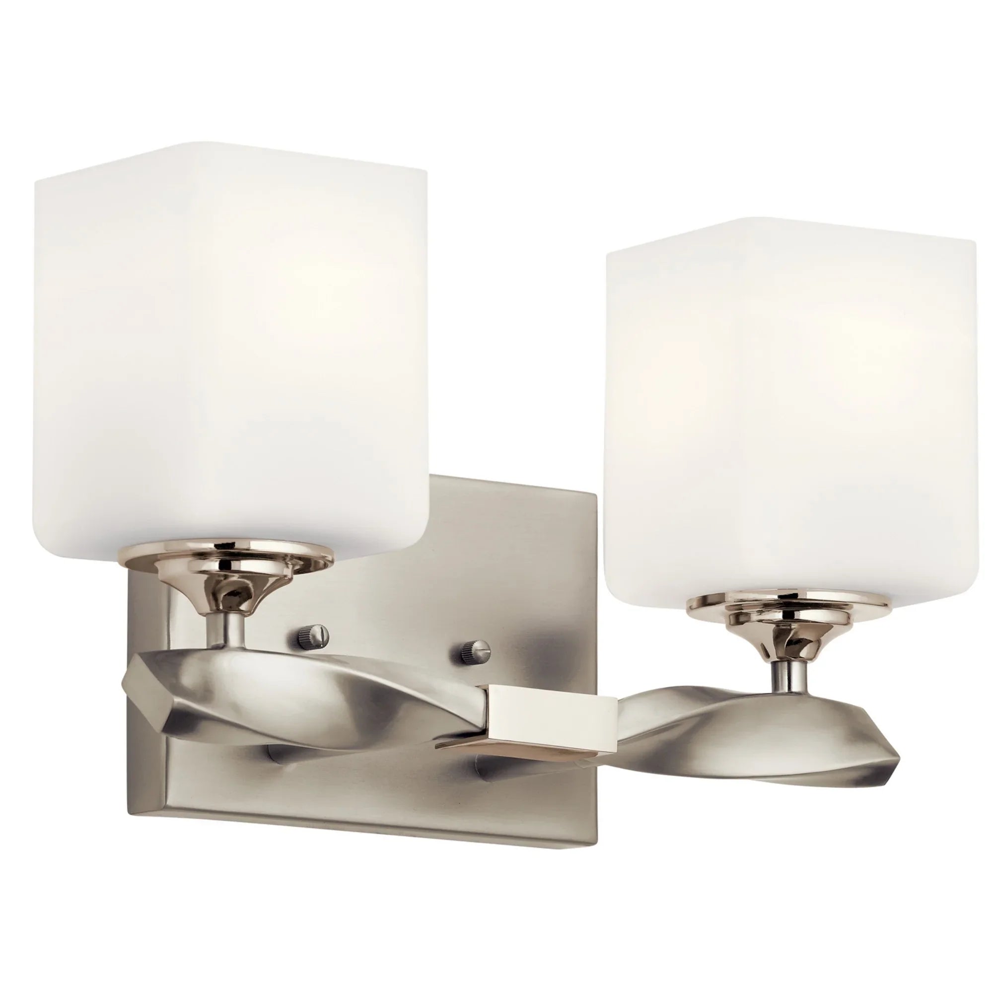 Marette 14" 2-Light Bath Vanity Light, Brushed Nickel Finish - Bees Lighting
