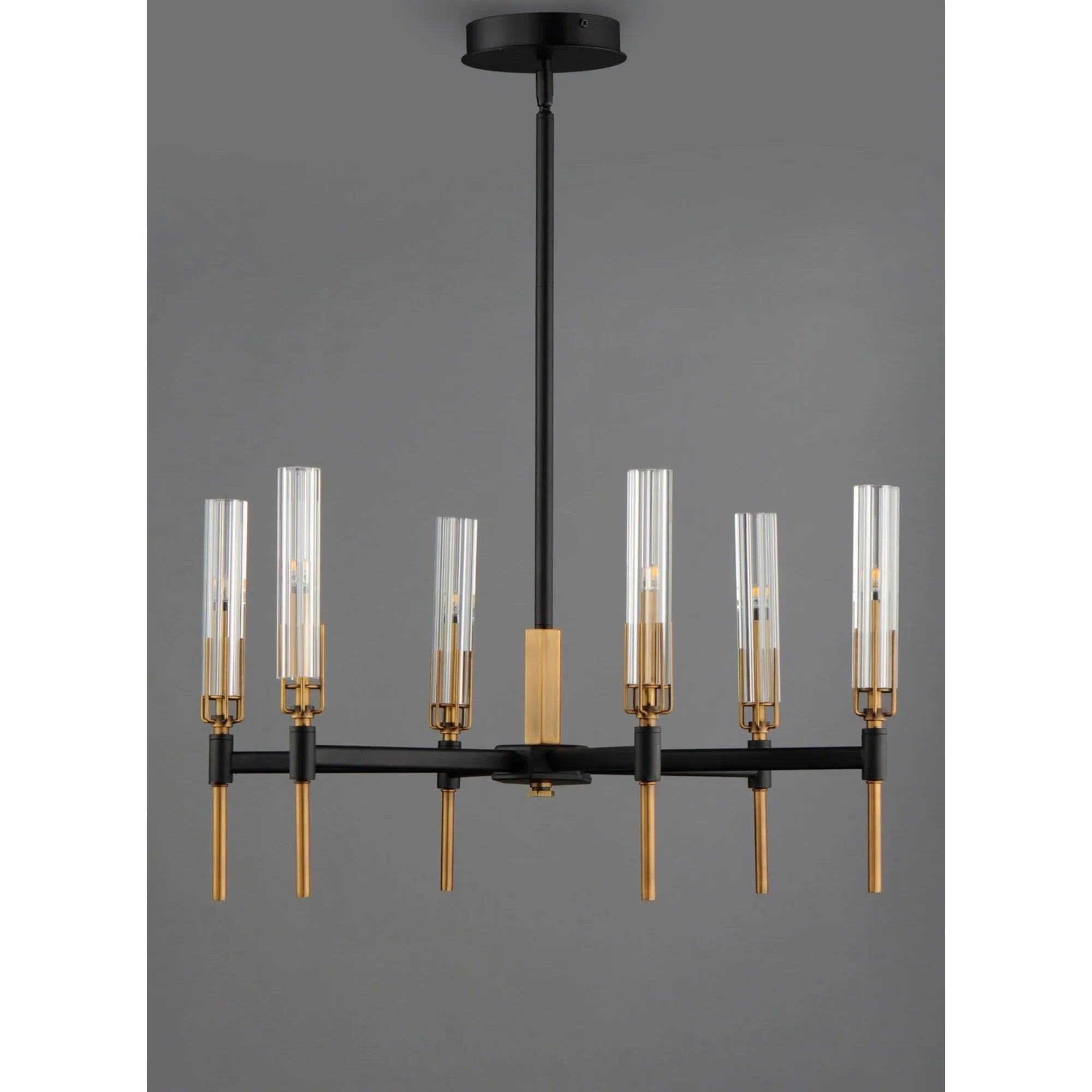 Flambeau 25" LED Chandelier, Black & Antique Brass Finish - Bees Lighting