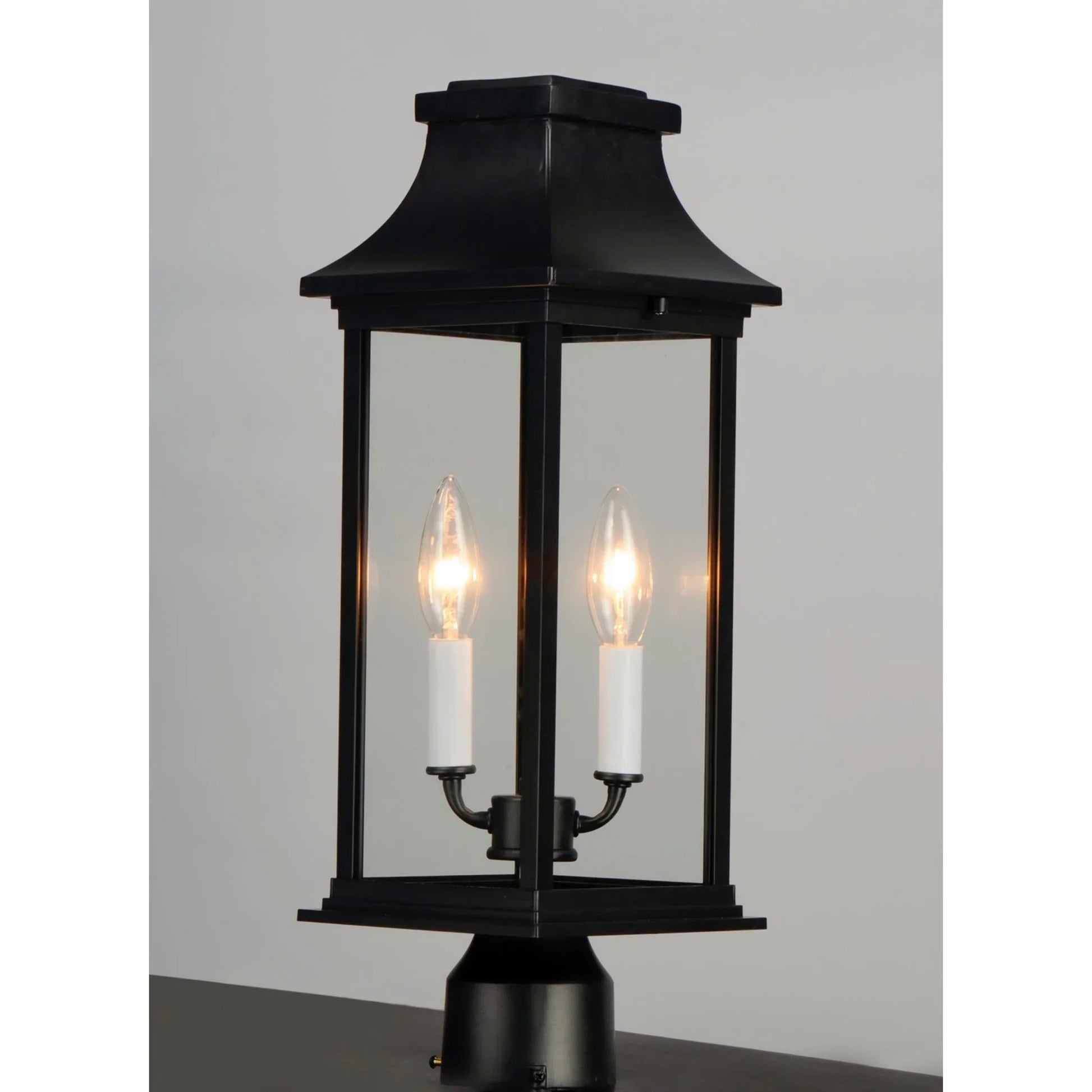 Vicksburg 20" 2-Light Outdoor Post Mount, Black Finish - Bees Lighting
