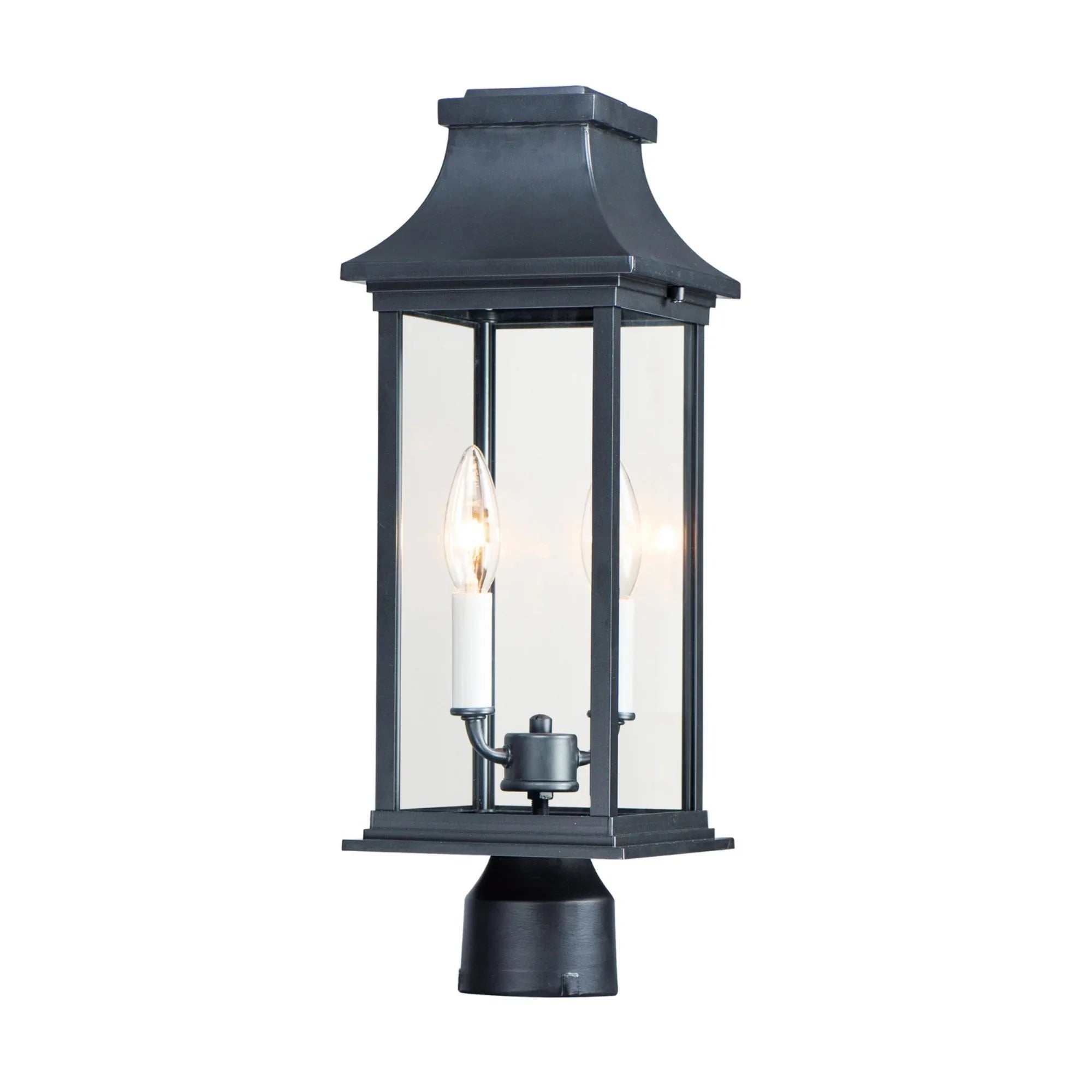 Vicksburg 20" 2-Light Outdoor Post Mount, Black Finish - Bees Lighting