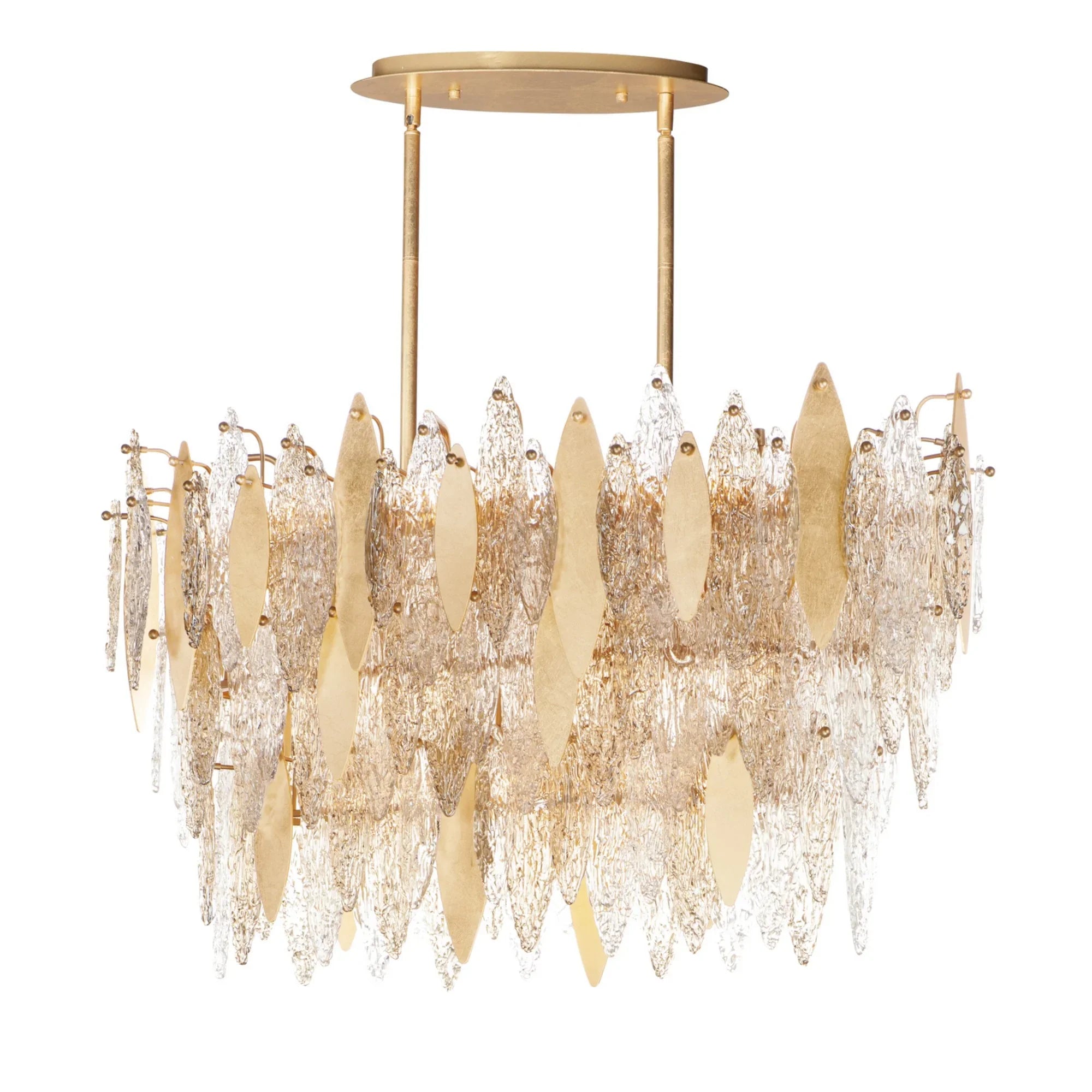 Majestic 40" 18 Lights Linear Chandelier, Gold Leaf Finish - Bees Lighting