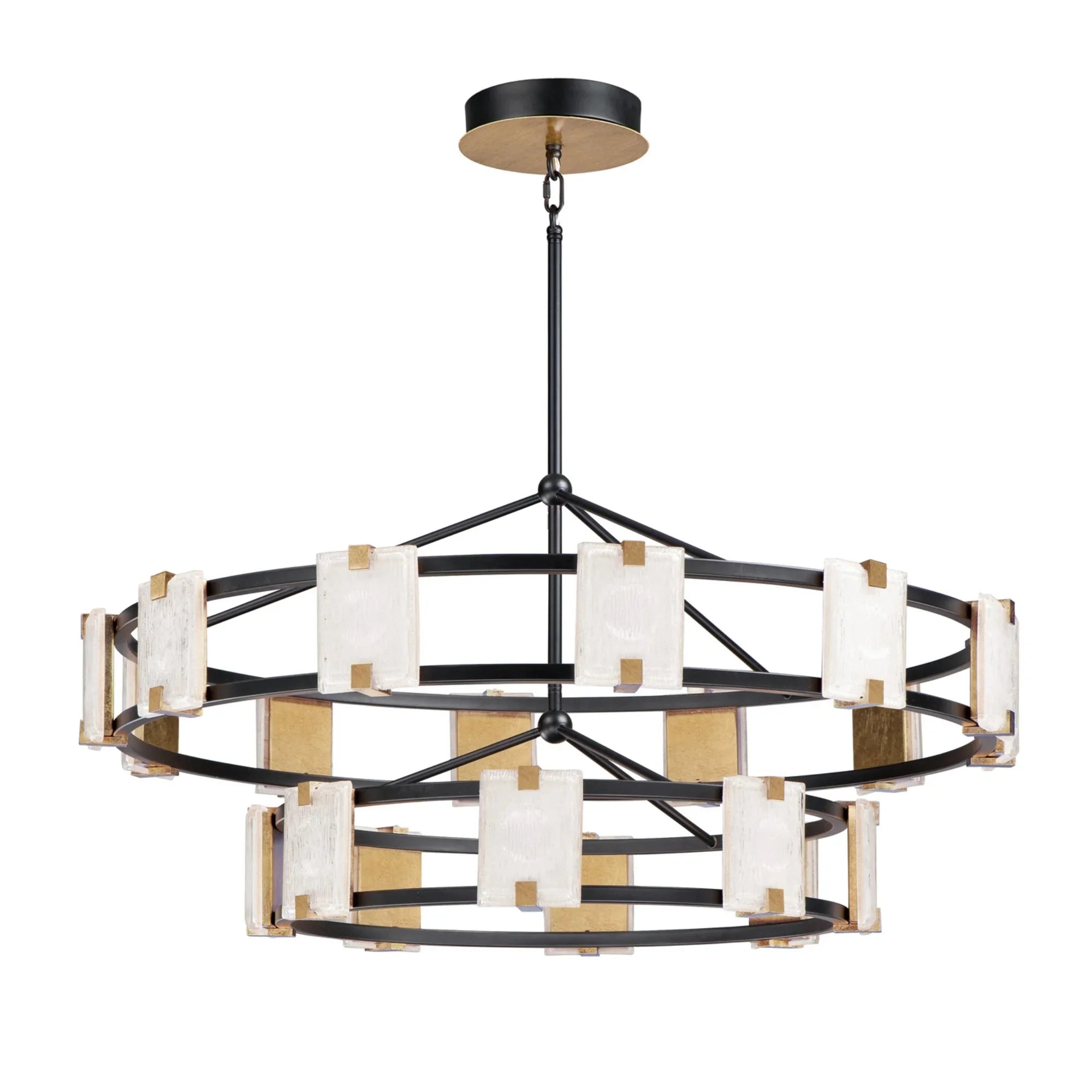 Radiant 42" LED Chandelier, Black & Gold Leaf Finish - Bees Lighting