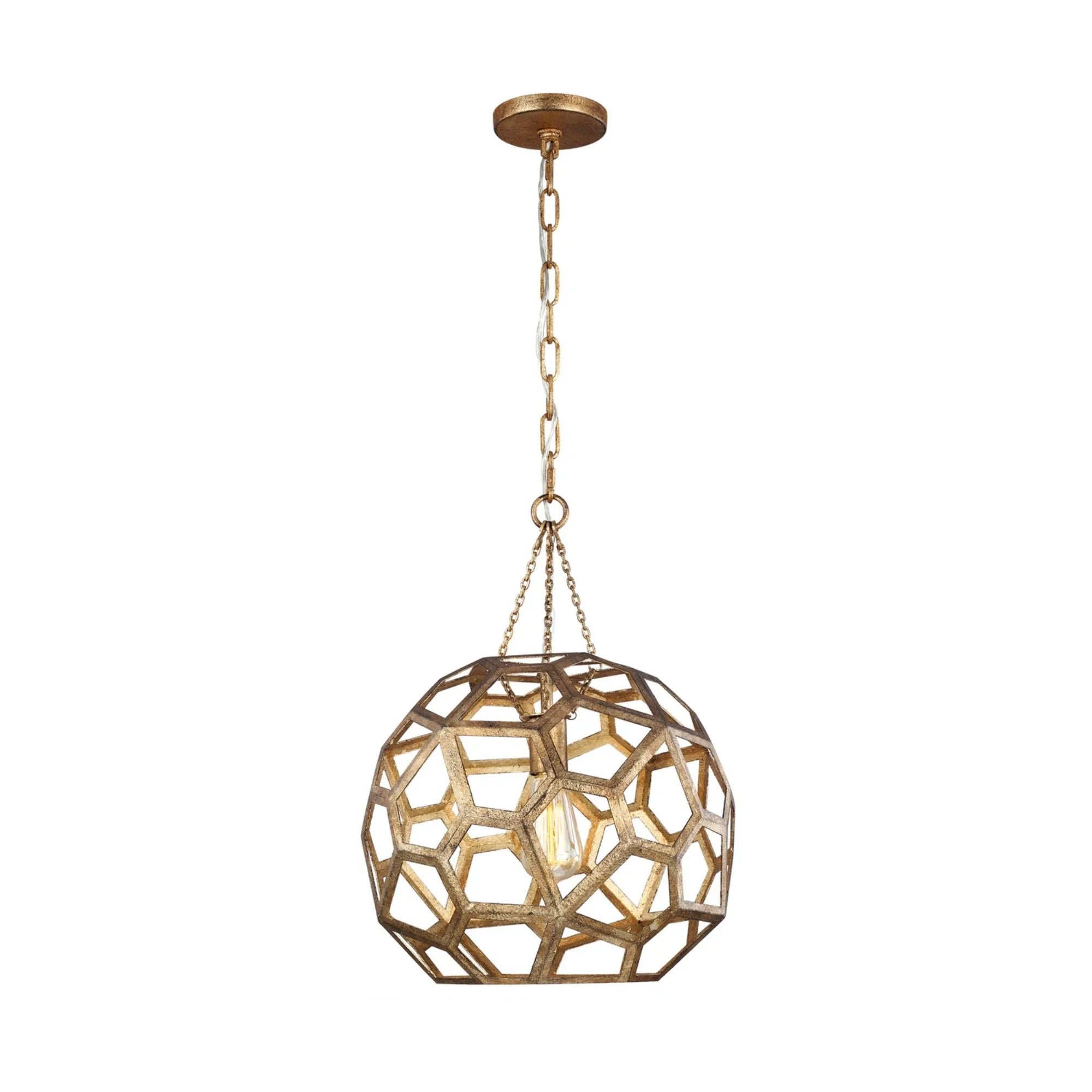 Feccetta 15" Medium Pendant, Antique Gild Finish - Bees Lighting