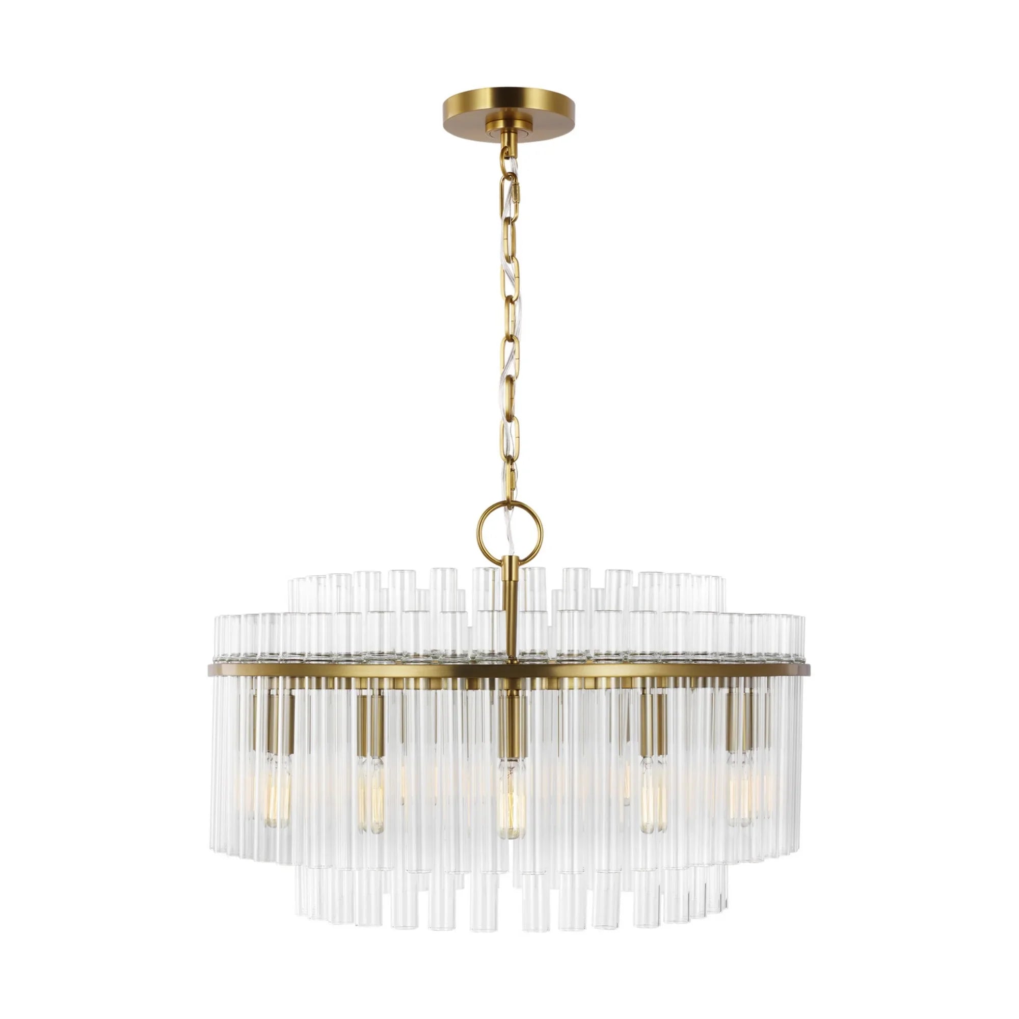 Beckett 24" 12-Light Medium Chandelier, Burnished Brass Finish - Bees Lighting