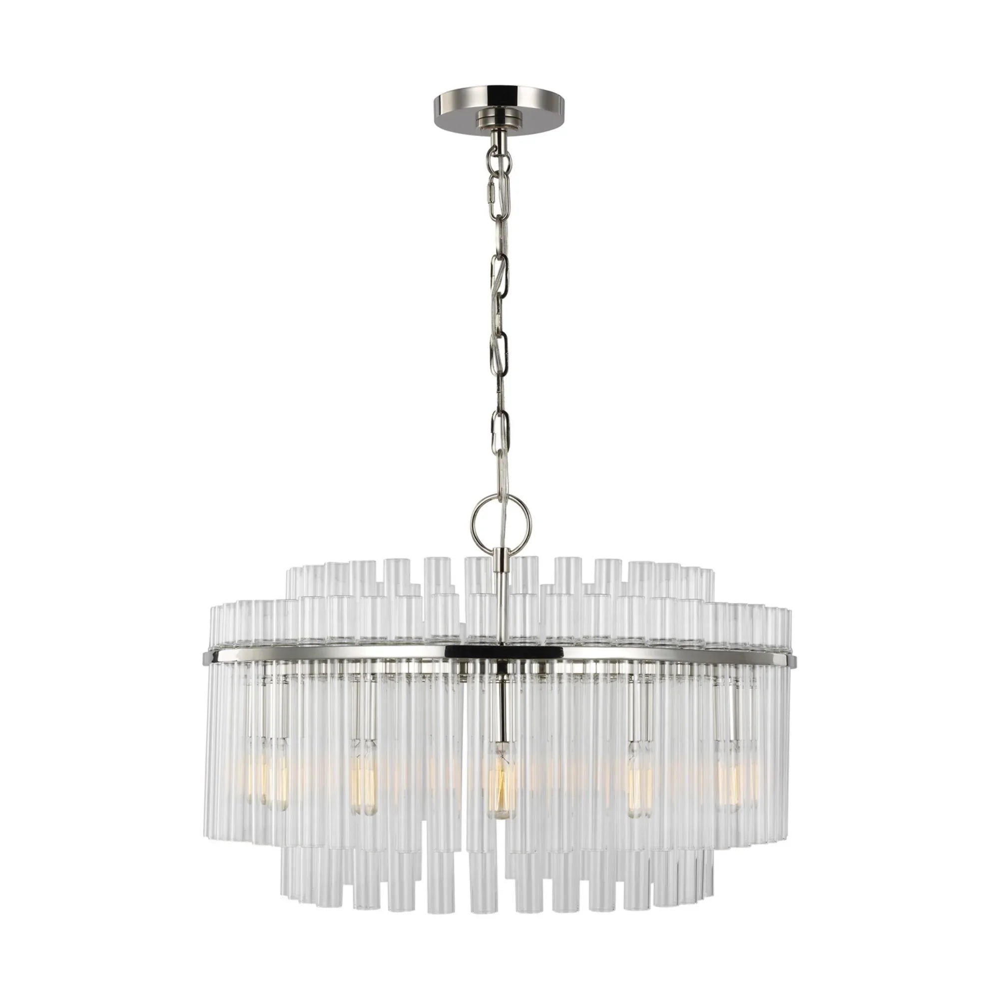 Beckett 24" 12-Light Medium Chandelier, Polished Nickel Finish - Bees Lighting