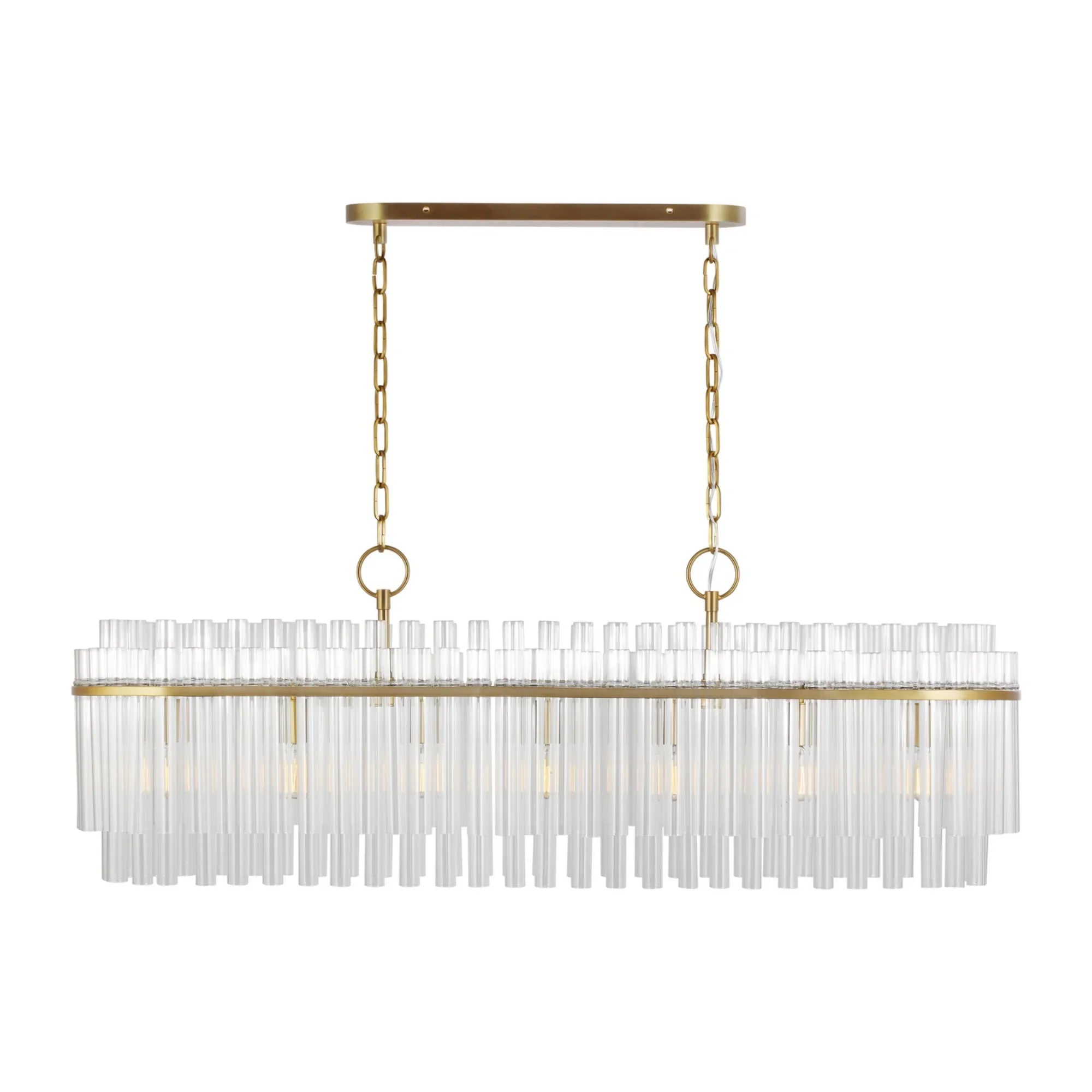 Beckett 48" 7-Light Linear Chandelier, Burnished Brass Finish - Bees Lighting