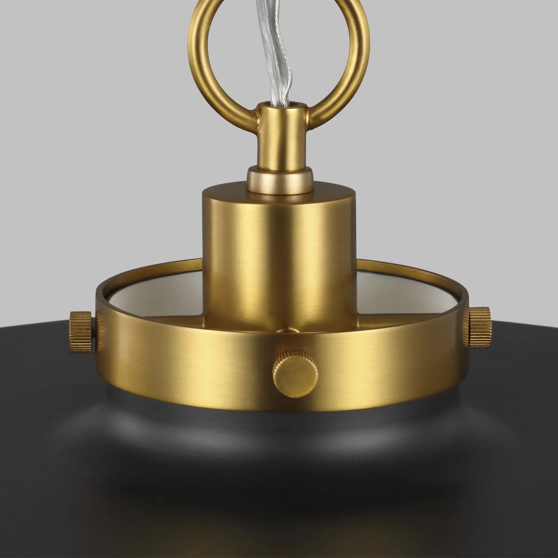 Wellfleet Medium Wide Pendant, Midnight Black & Burnished Brass Finish - Bees Lighting