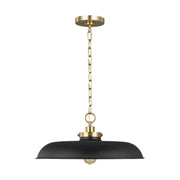 Wellfleet Medium Wide Pendant, Midnight Black & Burnished Brass Finish - Bees Lighting