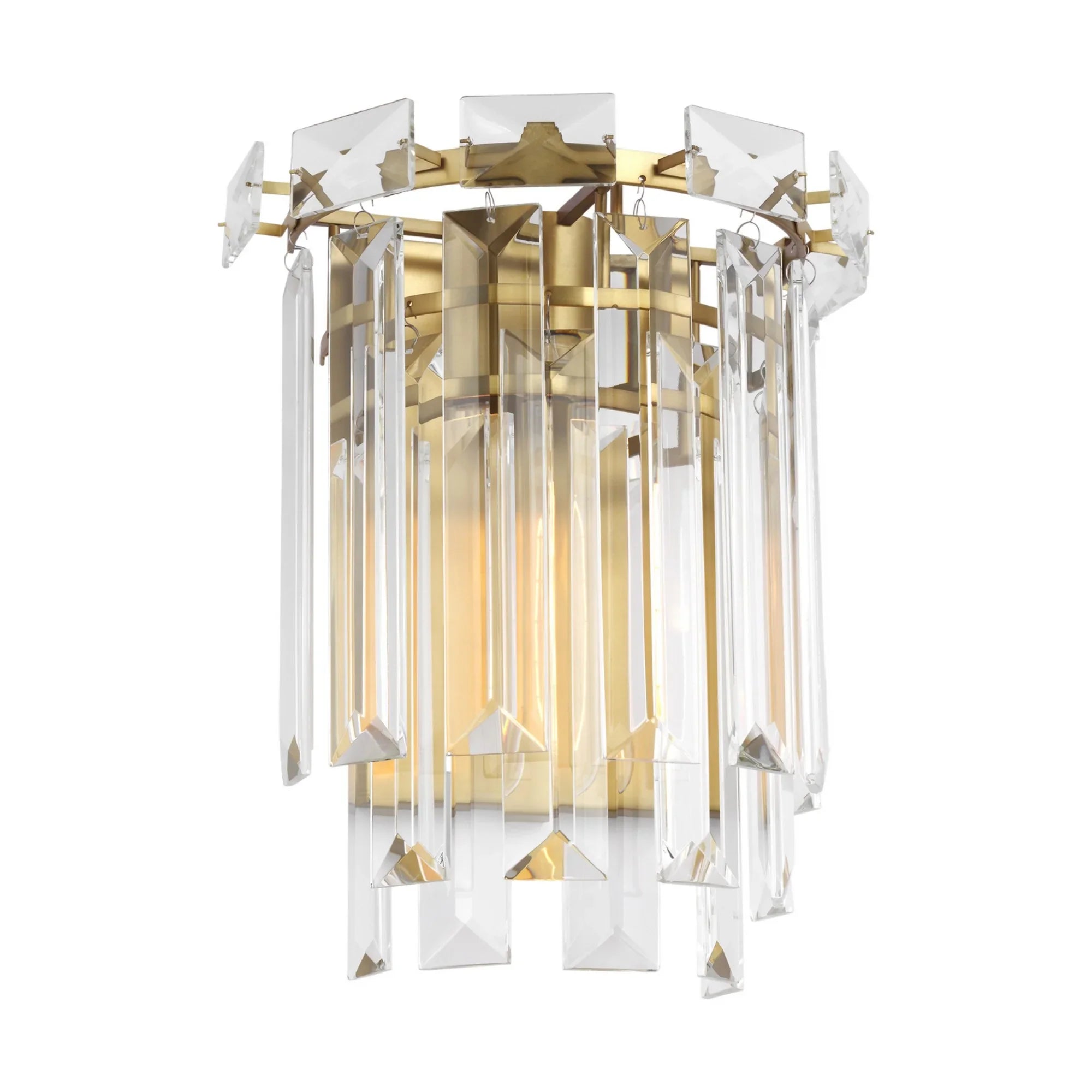 Arden 13" Crystal Wall Sconce, Burnished Brass Finish - Bees Lighting