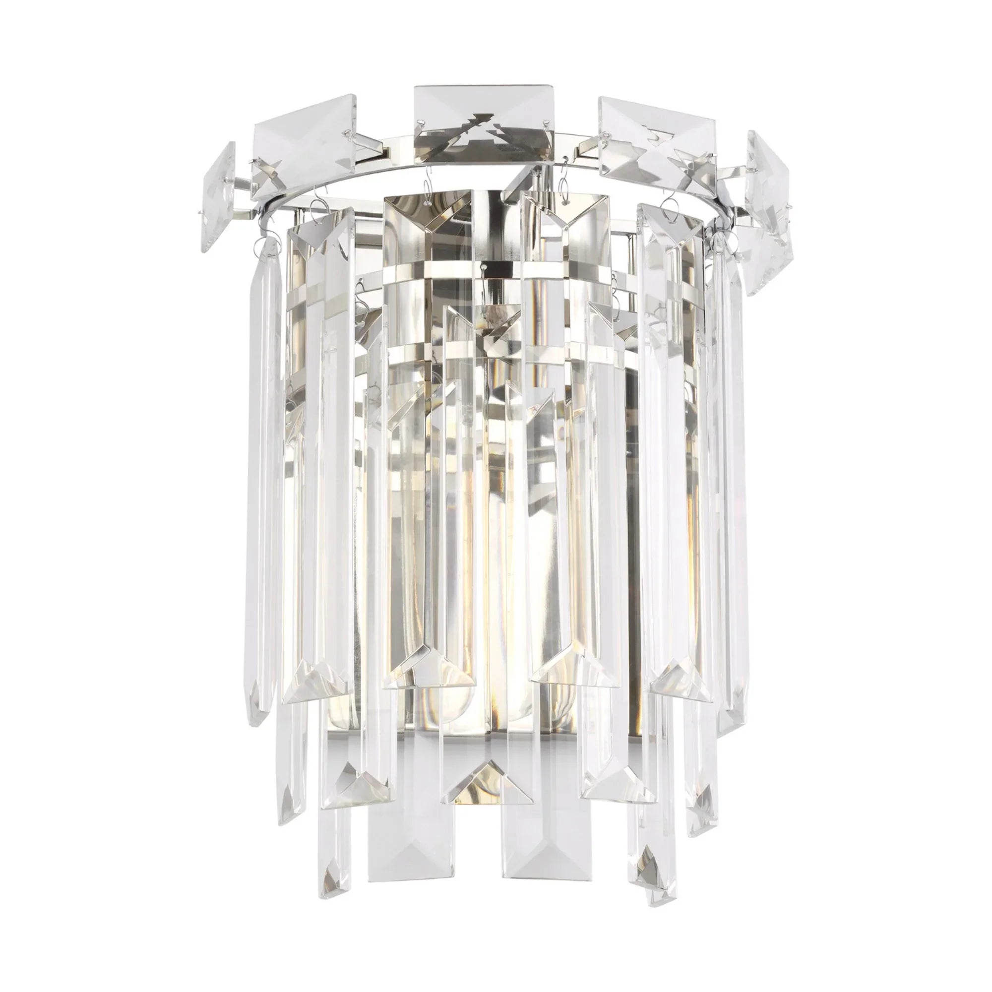 Arden 13" Crystal Wall Sconce, Polished Nickel Finish - Bees Lighting