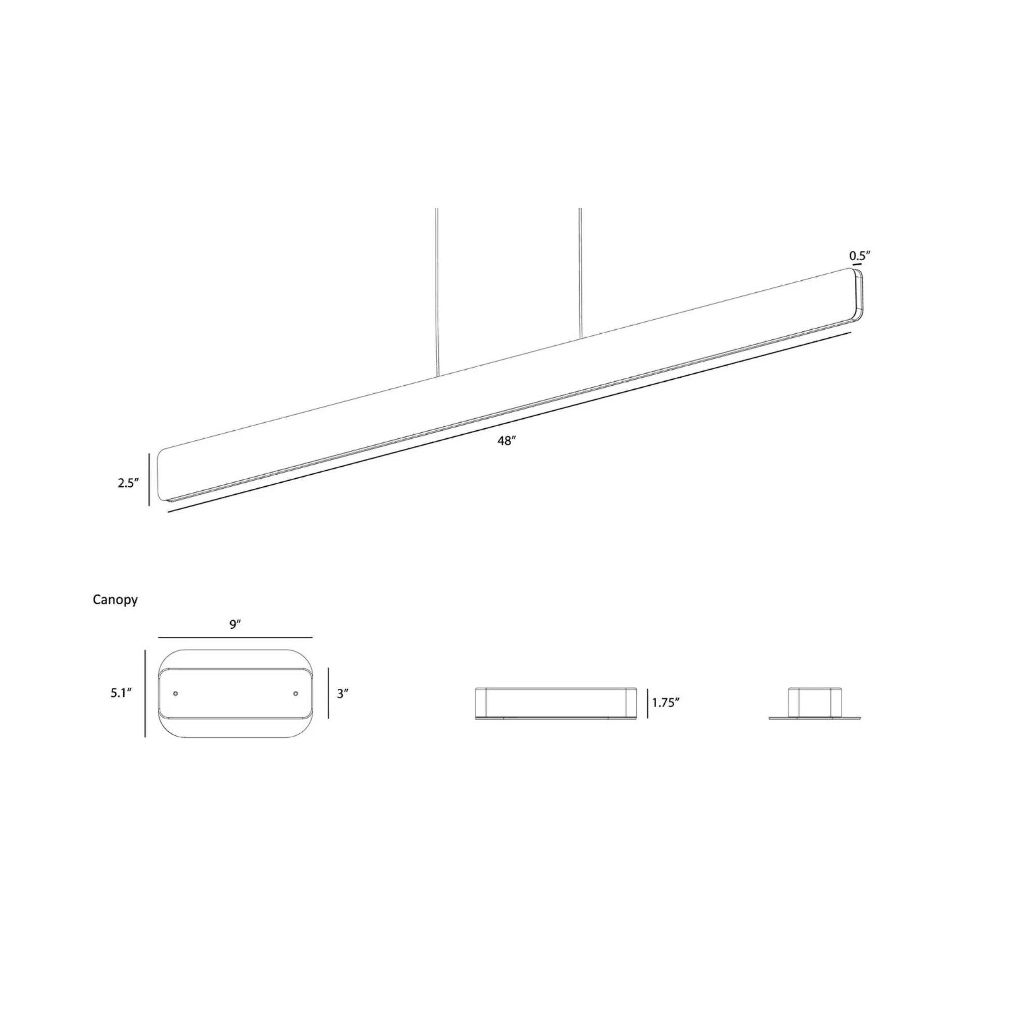 Sub 48 in. LED Pendant Light Single Black Finish - Bees Lighting