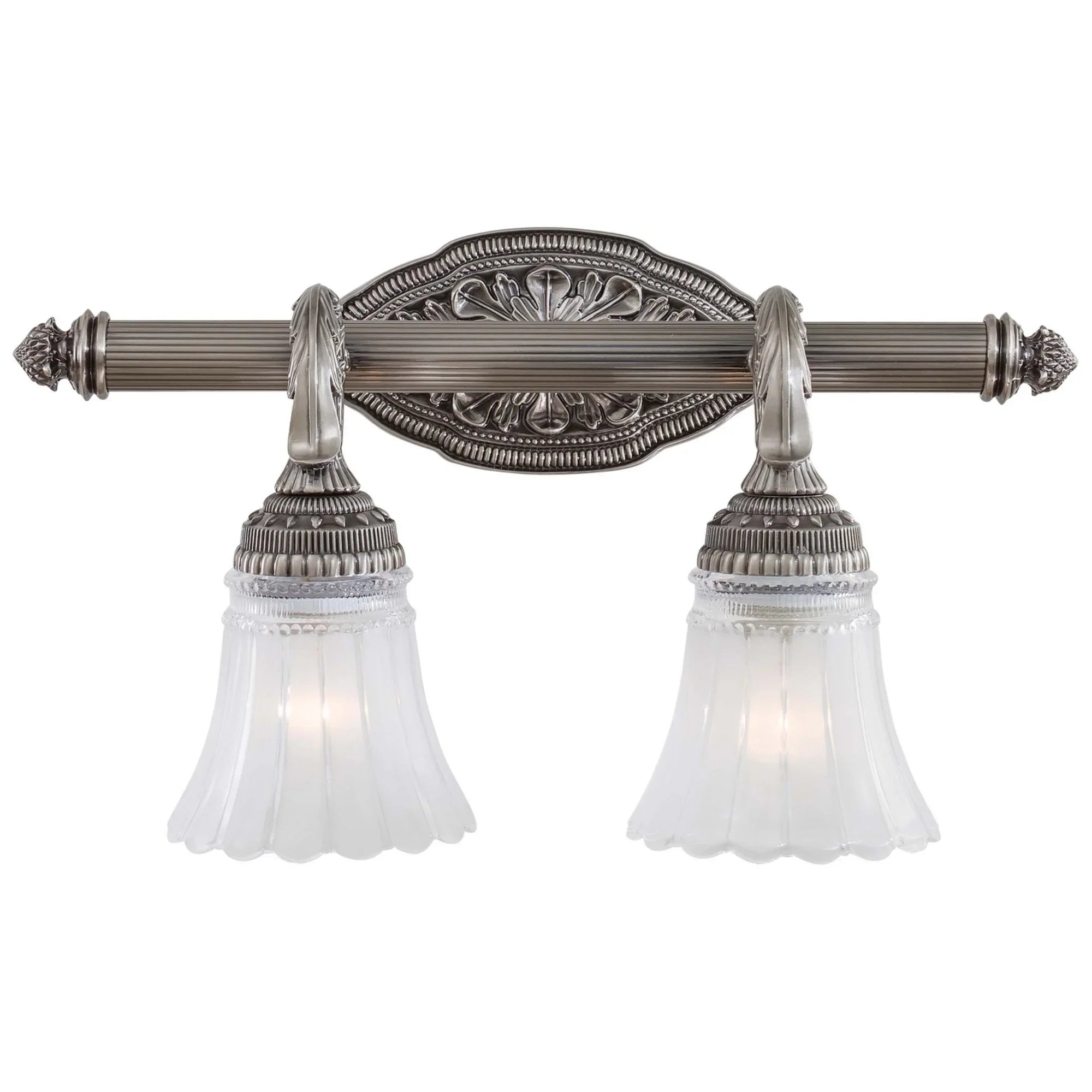 Eruopa 19" 2-Light Bath Vanity, Brushed Nickel Finish - Bees Lighting