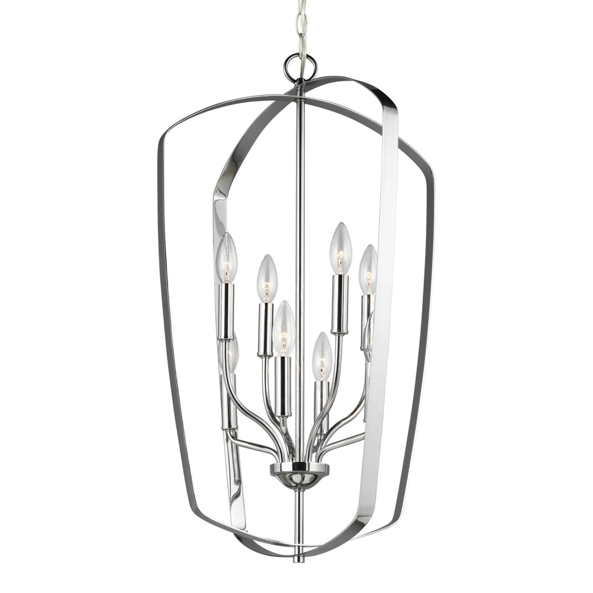Romee 18" Large 8-Light Lantern, Chrome Finish - Bees Lighting
