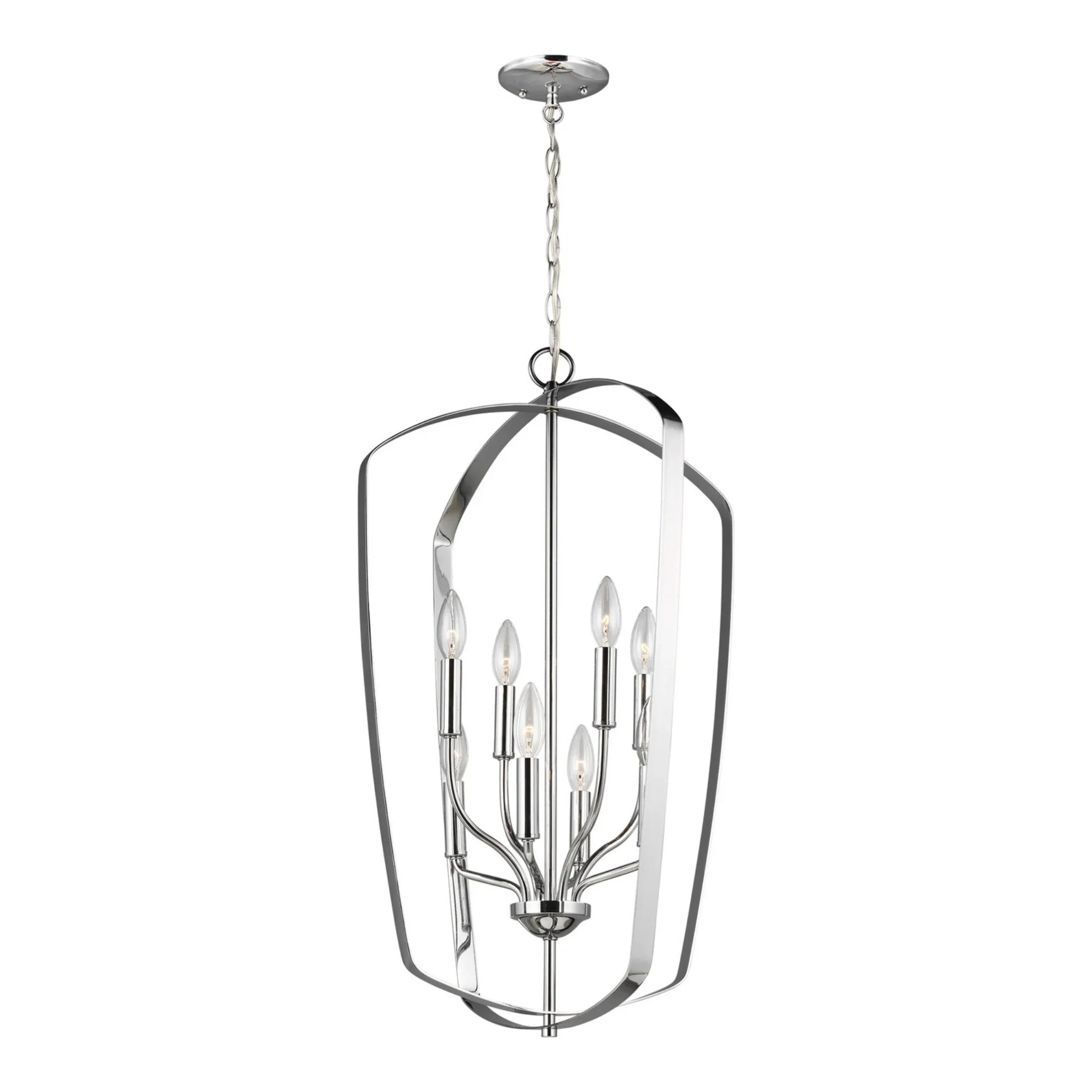 Romee 18" Large 8-Light Lantern, Chrome Finish - Bees Lighting