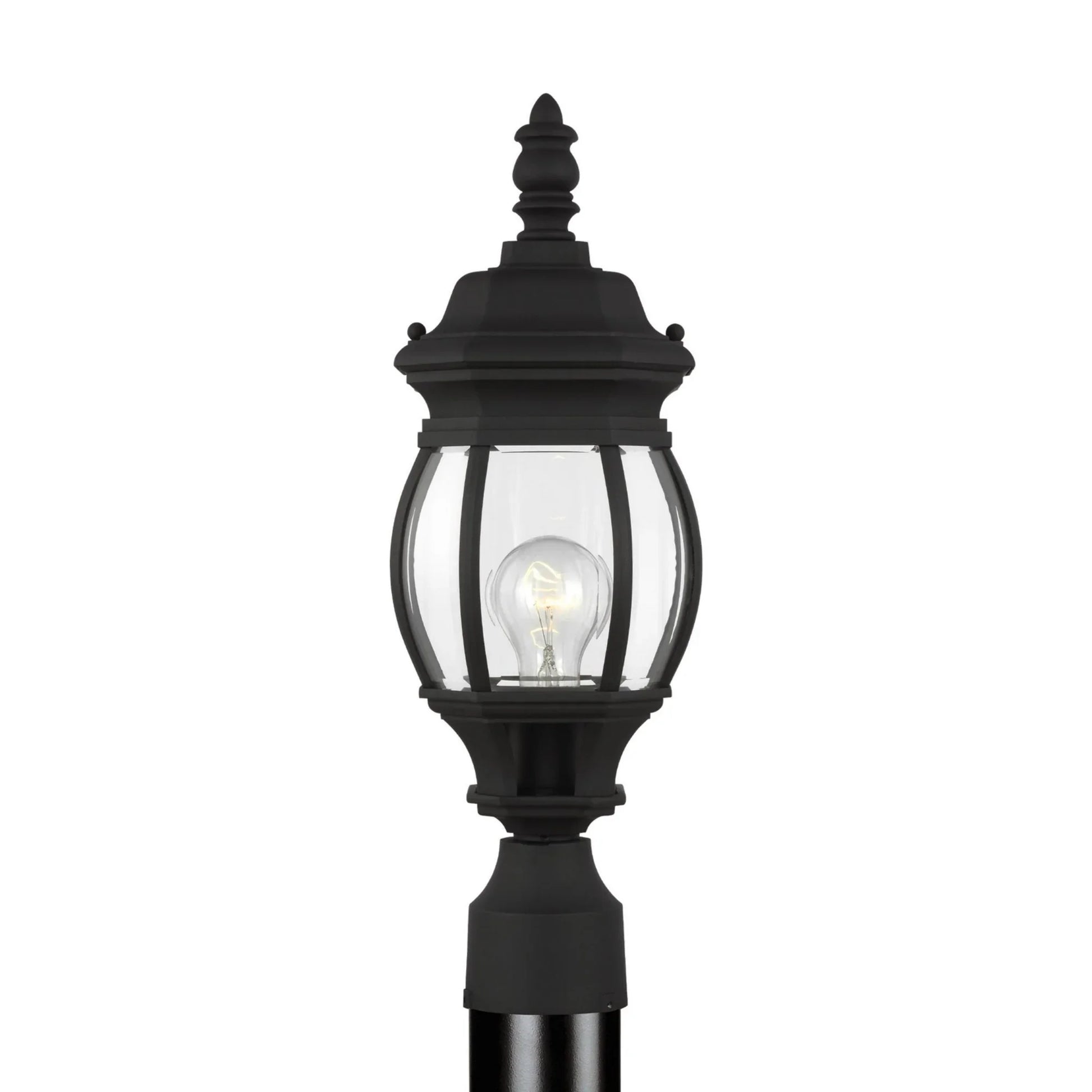 Wynfield 19" Small Outdoor Post Lantern, Black Finish with Clear Glass - Bees Lighting