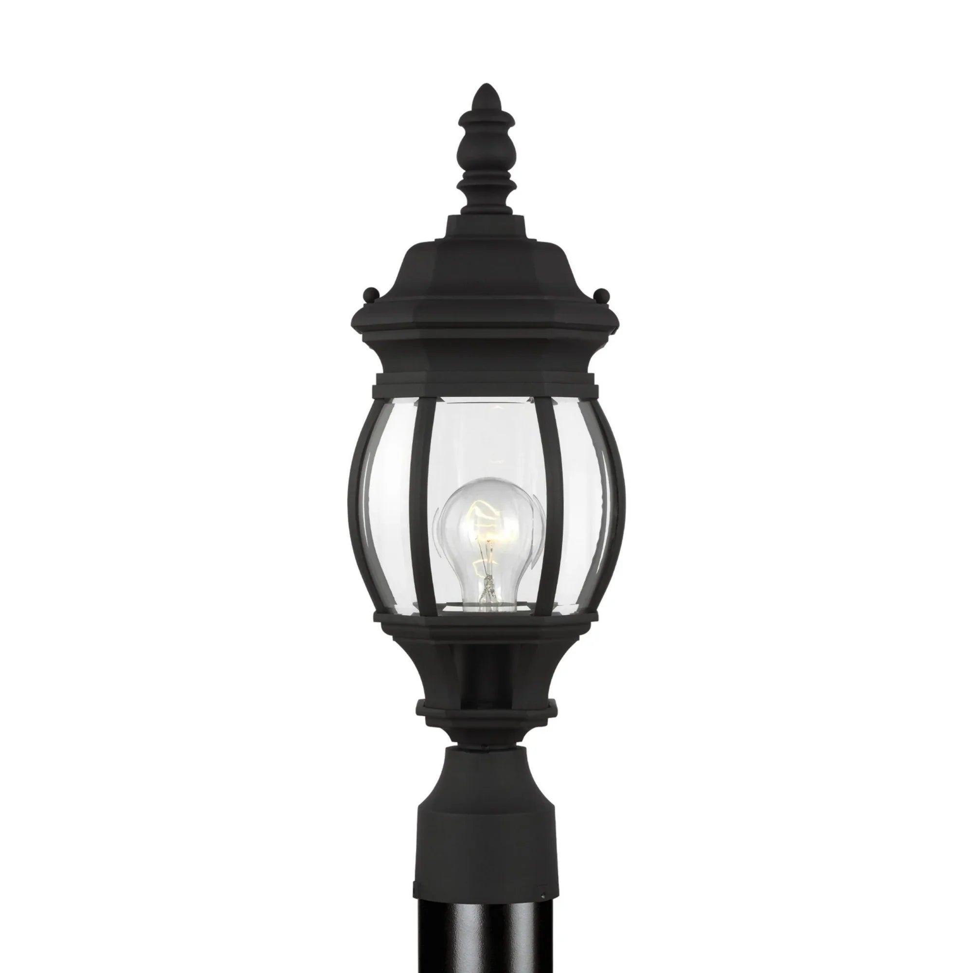 Wynfield 19" Small Outdoor Post Lantern, Black Finish with Clear Glass - Bees Lighting