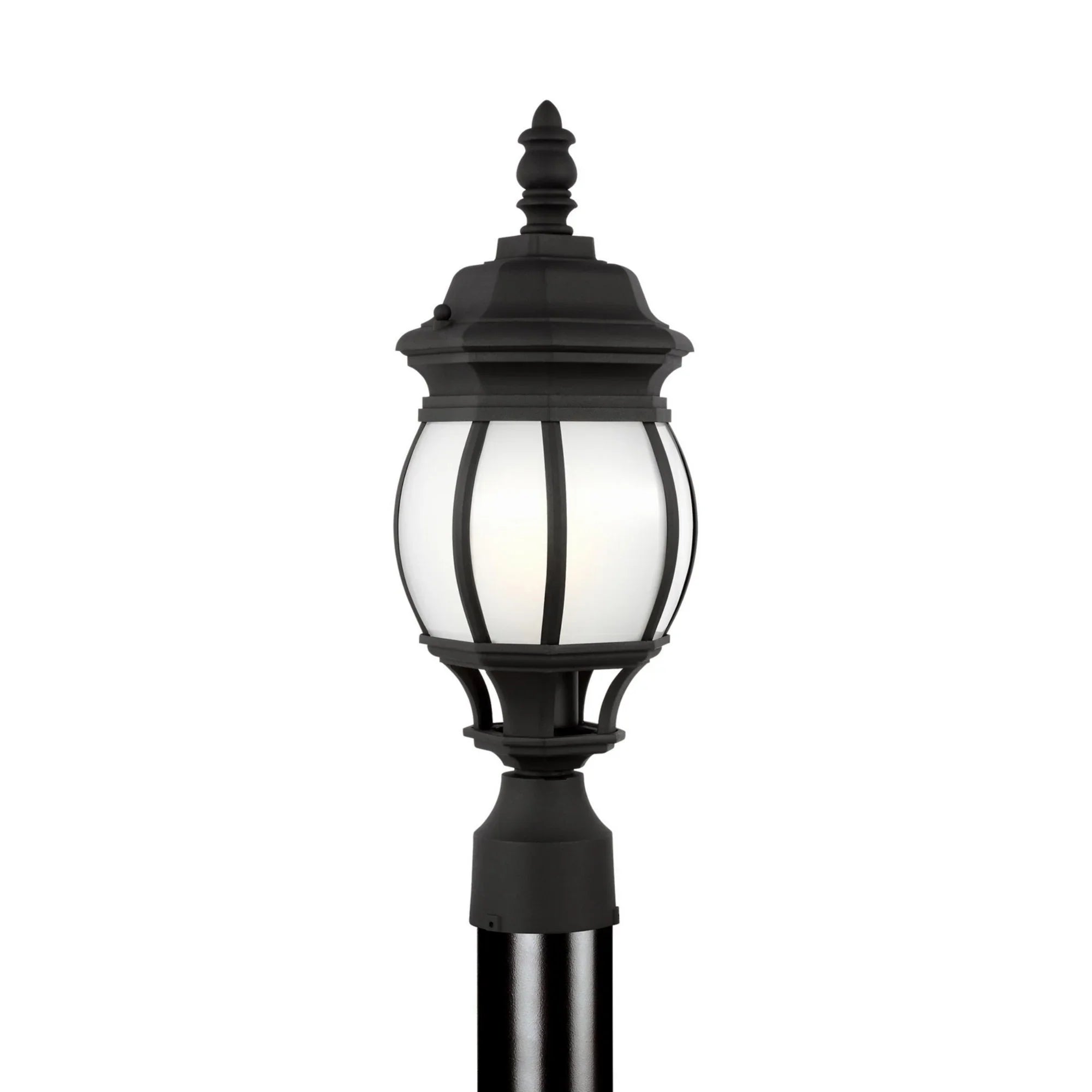 Wynfield 19" Small Outdoor Post Lantern, Black Finish with Frosted Glass - Bees Lighting
