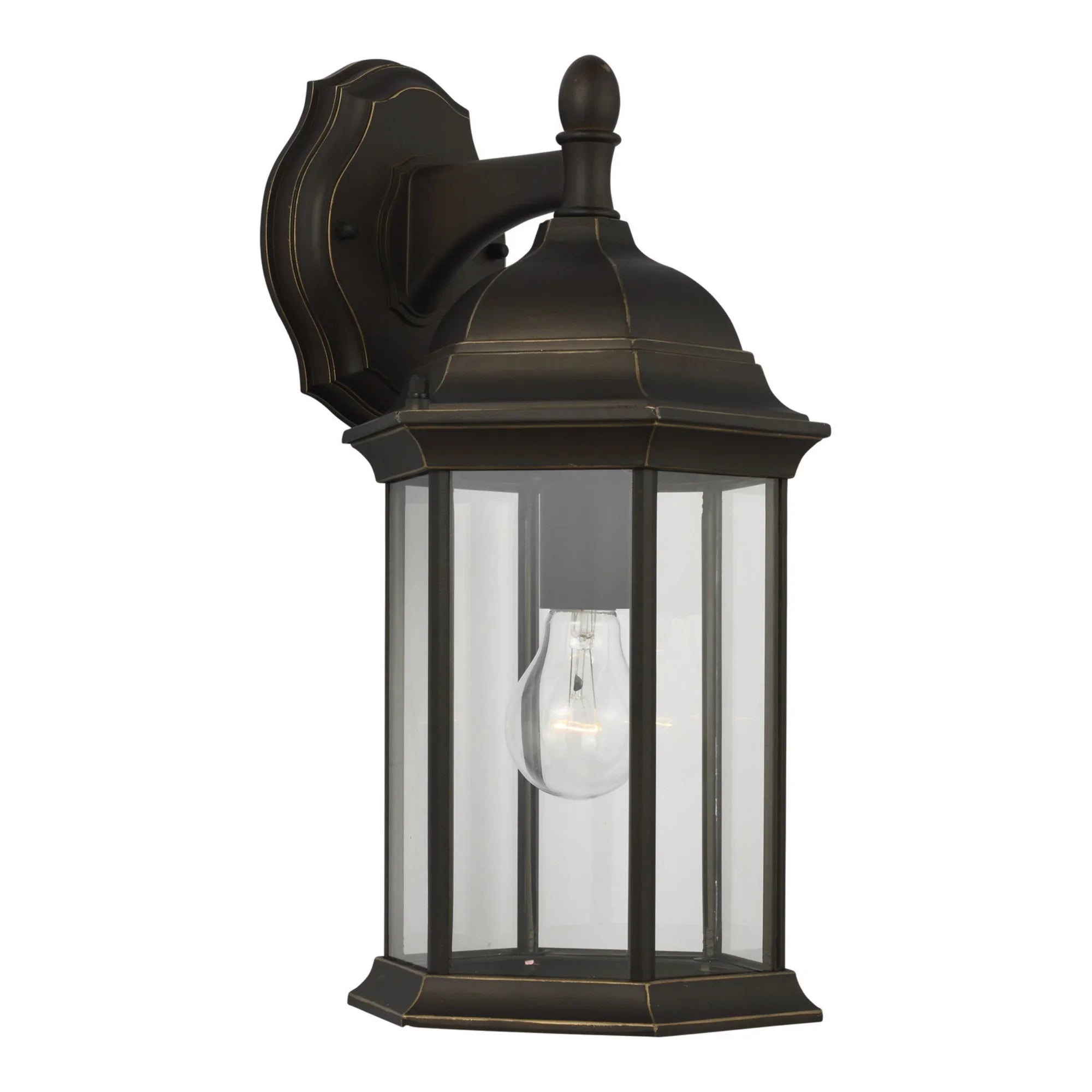 Sevier 16" Medium Downlight Outdoor Wall Lantern, Antique Bronze Finish with Clear Glass - Bees Lighting