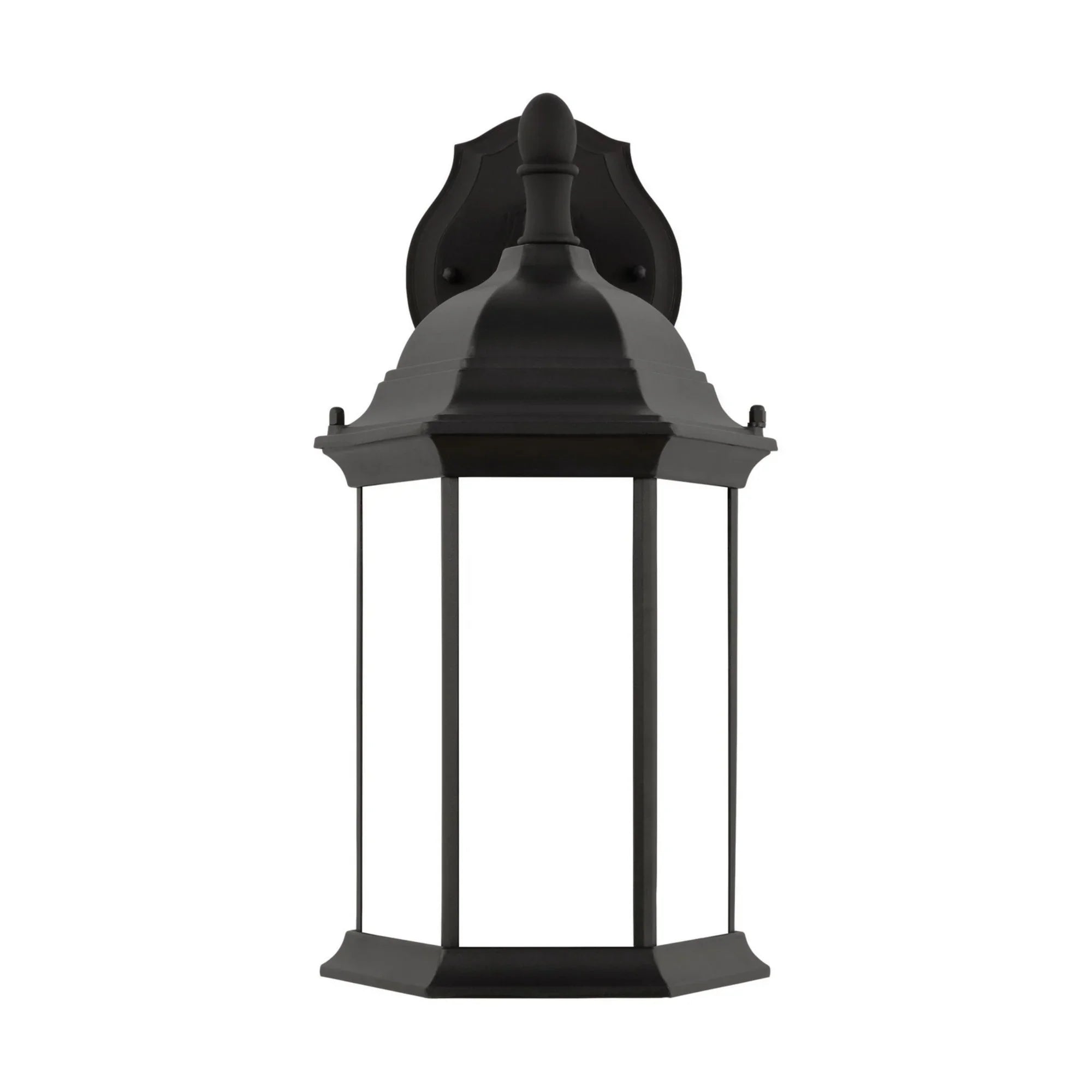 Sevier 16" Medium Downlight Outdoor Wall Lantern, Black Finish with Satin Etched Glass - Bees Lighting