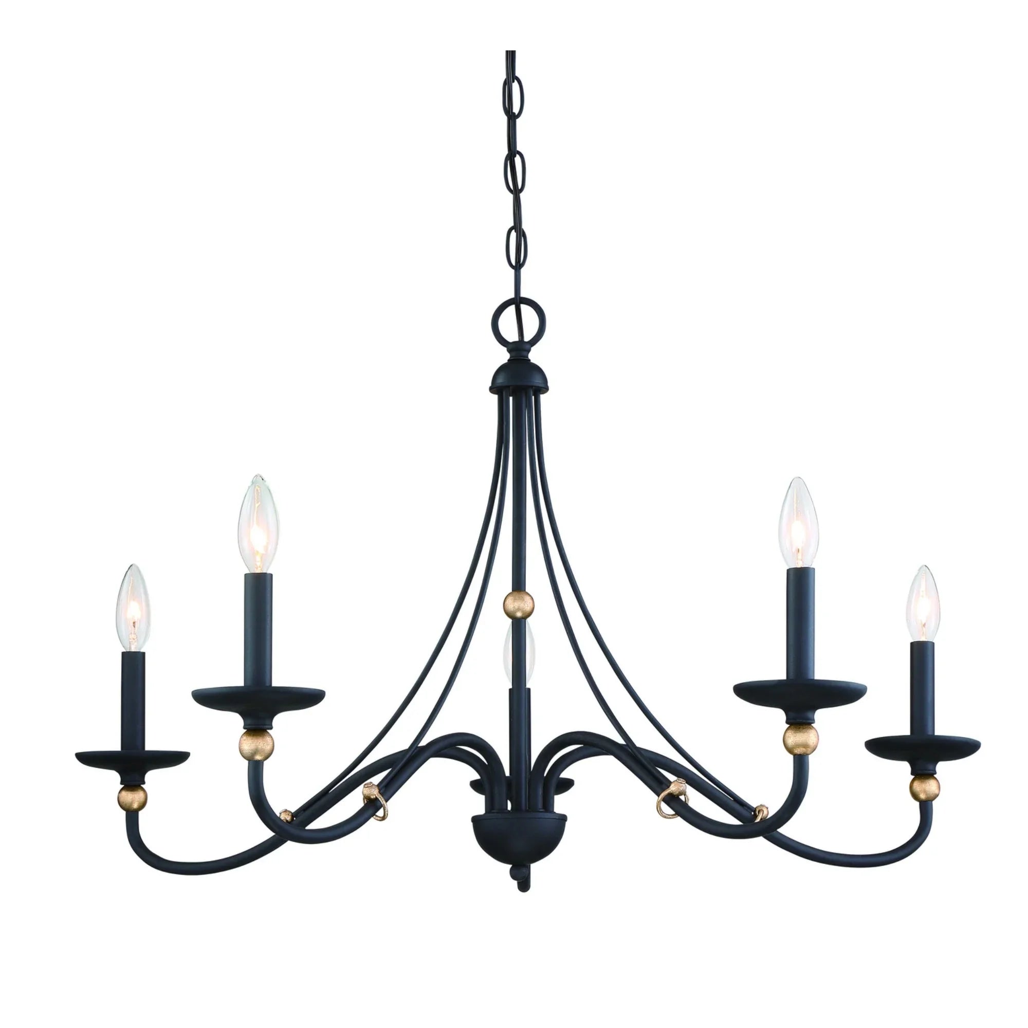 Westchester County 34" 5-Light Chandelier, Sand Coal & Gold Finish - Bees Lighting