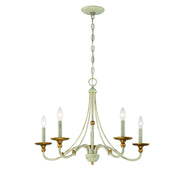Westchester County 34" 5-Light Chandelier, Farmhouse White & Gold Finish - Bees Lighting