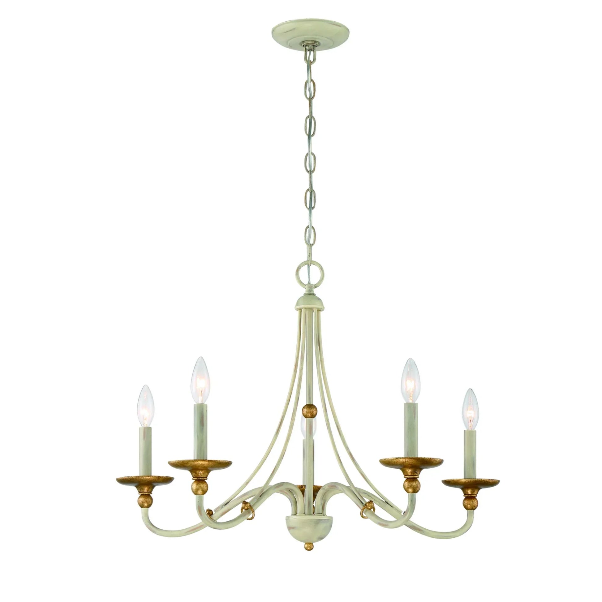 Westchester County 34" 5-Light Chandelier, Farmhouse White & Gold Finish - Bees Lighting