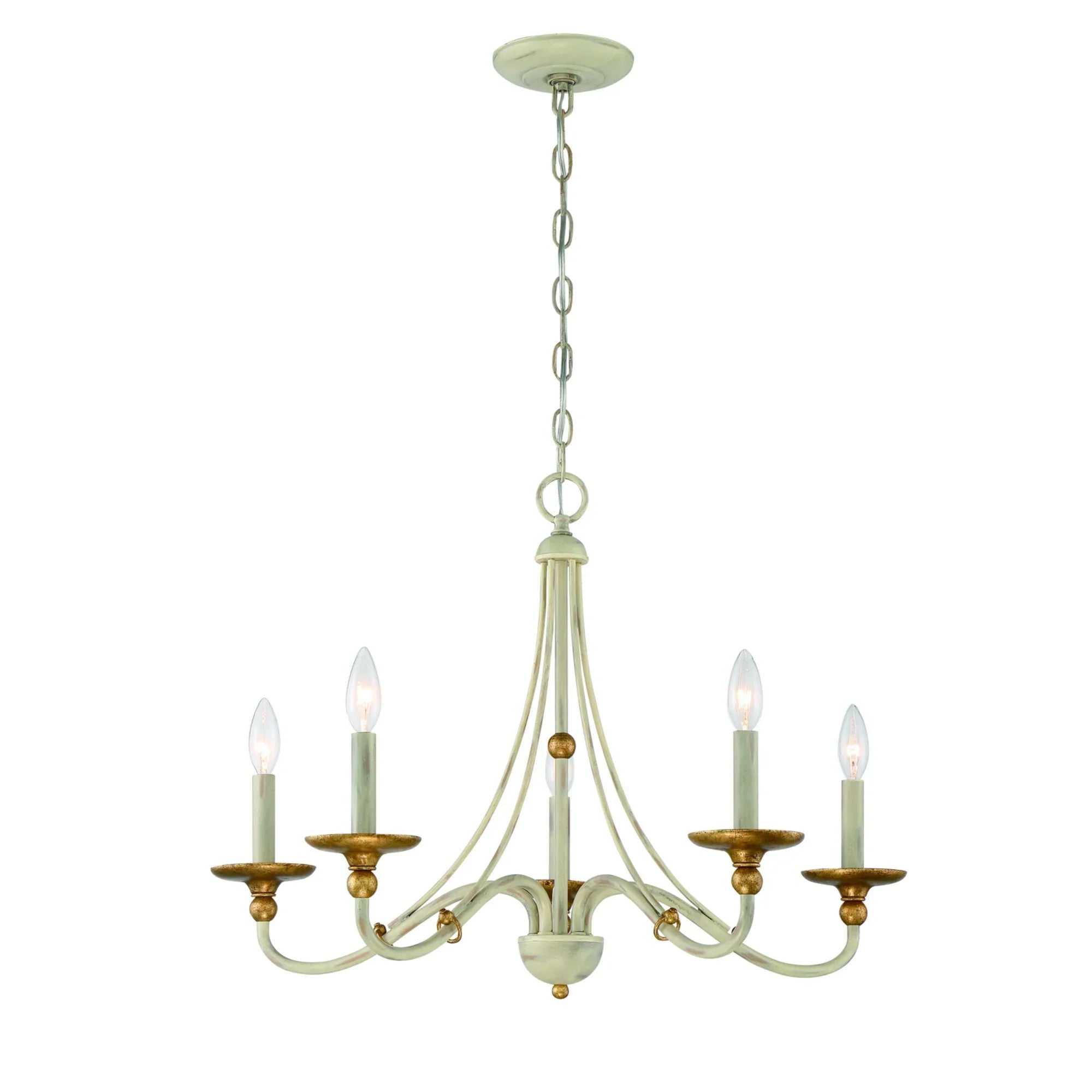 Westchester County 34" 5-Light Chandelier, Farmhouse White & Gold Finish - Bees Lighting
