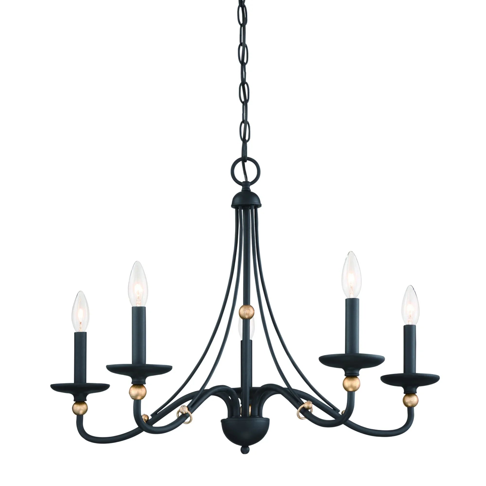 Westchester County 28" 5-Light Chandelier, Sand Coal & Gold Finish - Bees Lighting