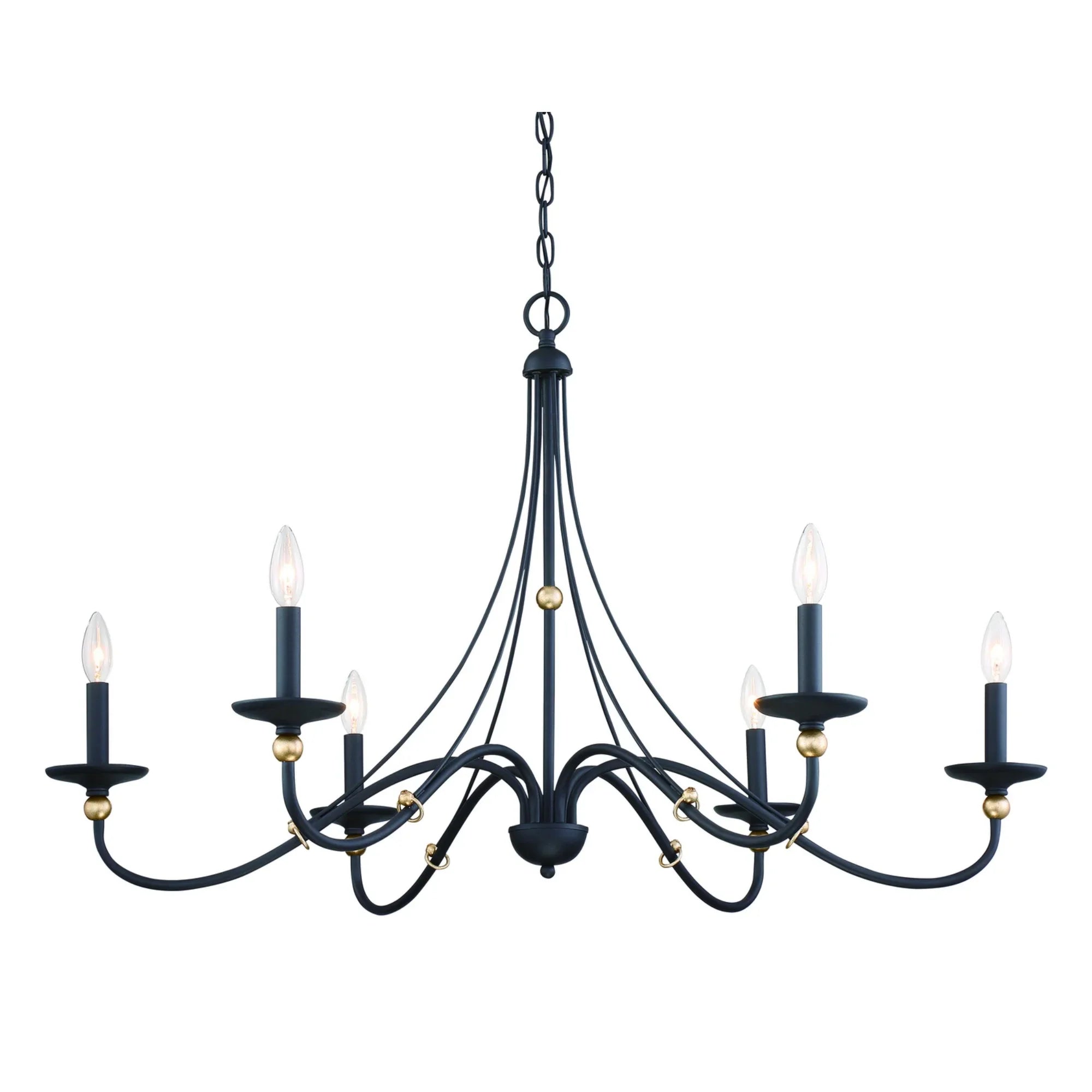 Westchester County 40" 6-Light Chandelier, Sand Coal & Gold Finish - Bees Lighting
