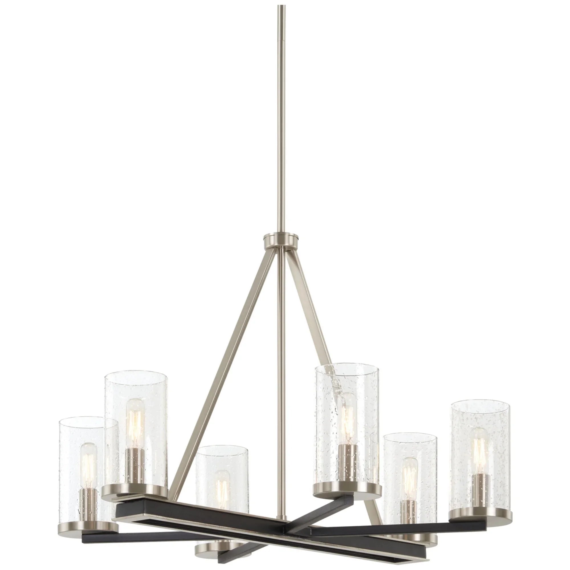 Cole's Crossing 26" 6-Light Chandelier, Coal & Brushed Nickel Finish - Bees Lighting