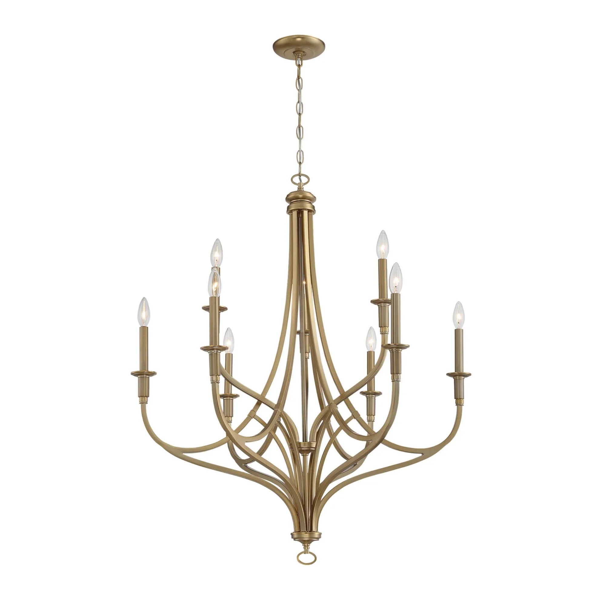 Covent Park 39" 9-Light Chandelier, Brushed Honey Gold Finish - Bees Lighting