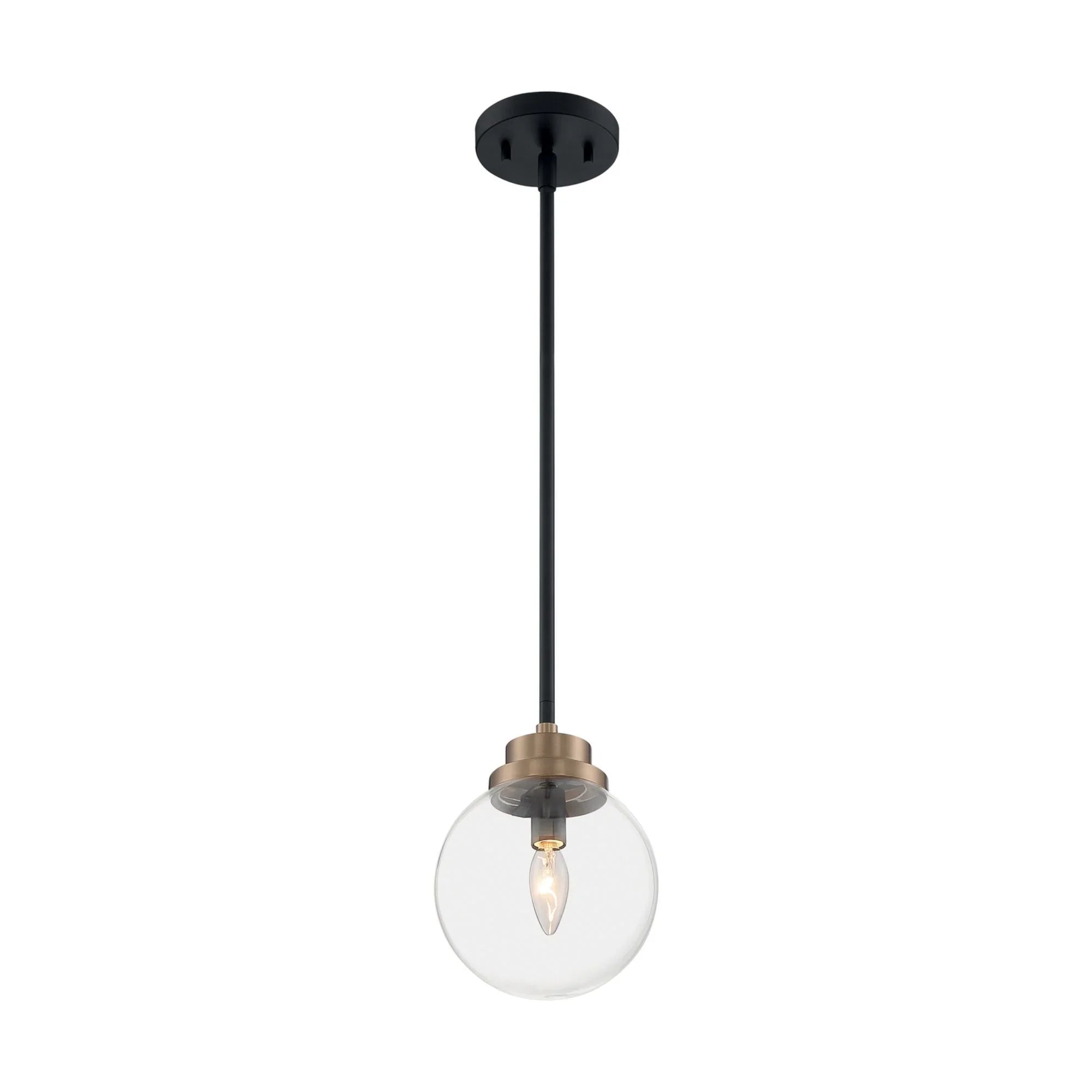 Axis 8" Pendant, Black & Brass Finish - Bees Lighting