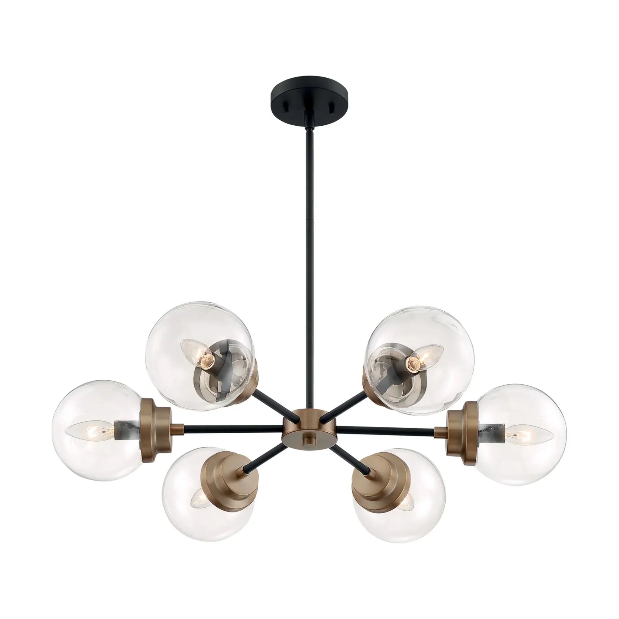 Axis 30 in. 6 Lights Chandelier, Clear Glass - Bees Lighting