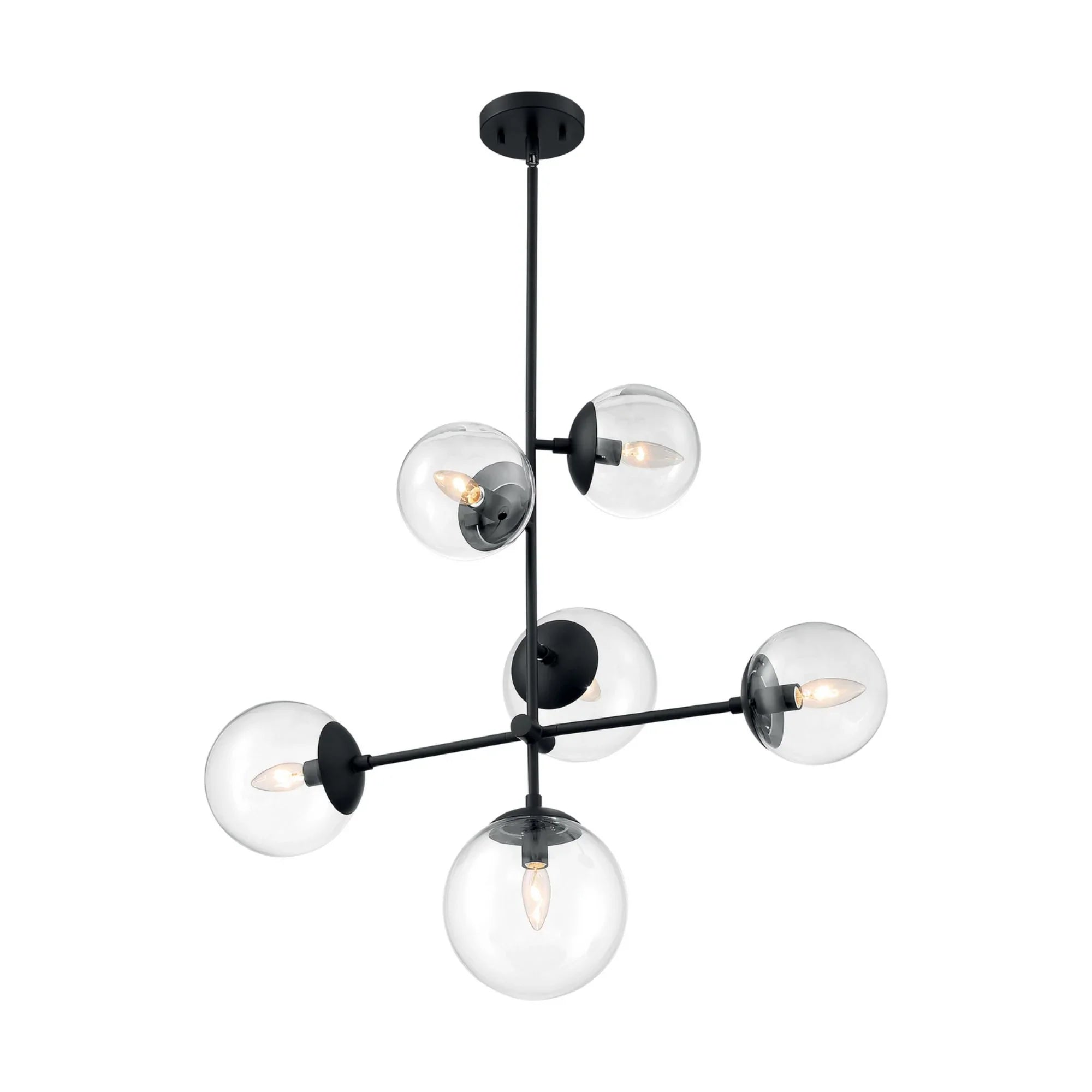 Sky 31" 6 Lights Pendant, Black Finish - Bees Lighting