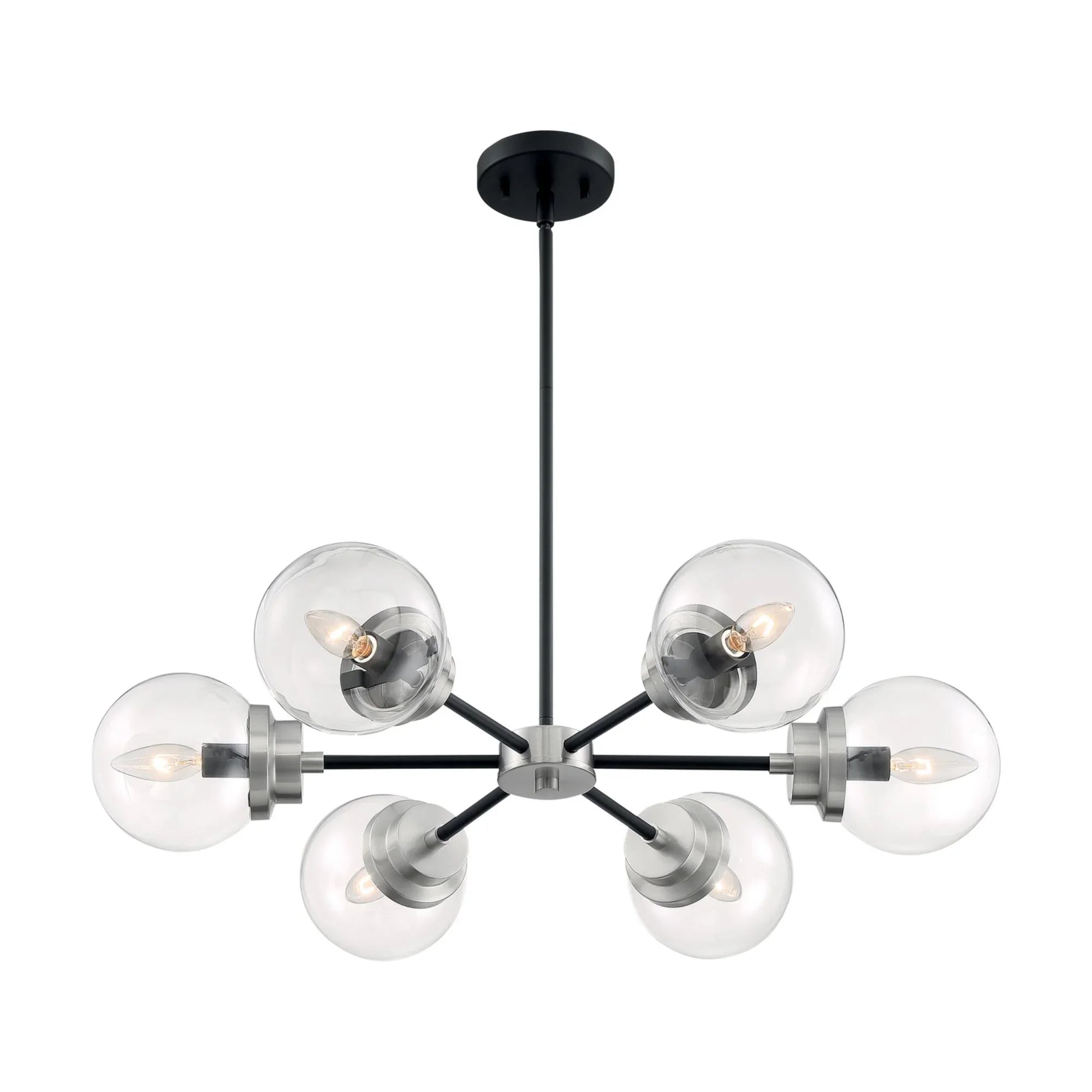 Axis 30" 6 Lights Chandelier, Black & Nickel Finish - Bees Lighting