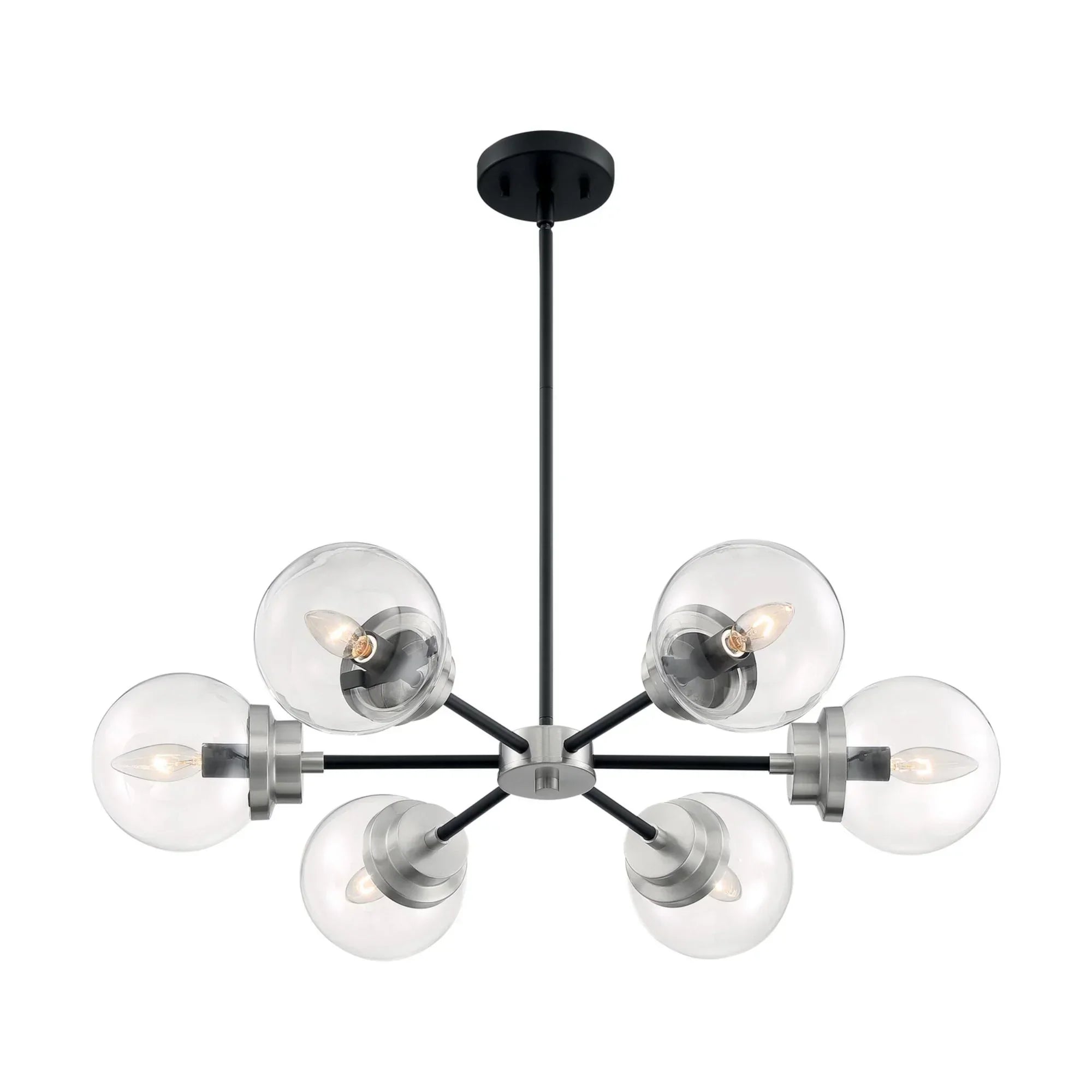 Axis 30 in. 6 Lights Chandelier, Clear Glass - Bees Lighting