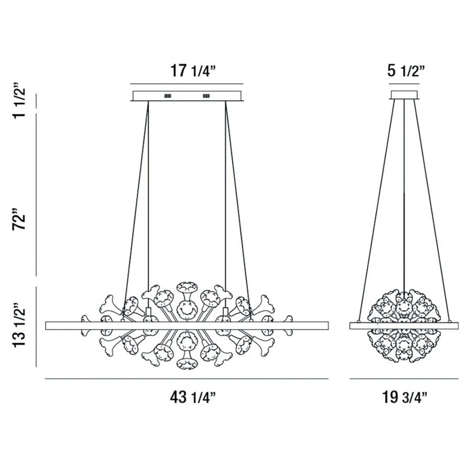 Clayton 43" LED Chandelier, Brushed Silver Finish - Bees Lighting