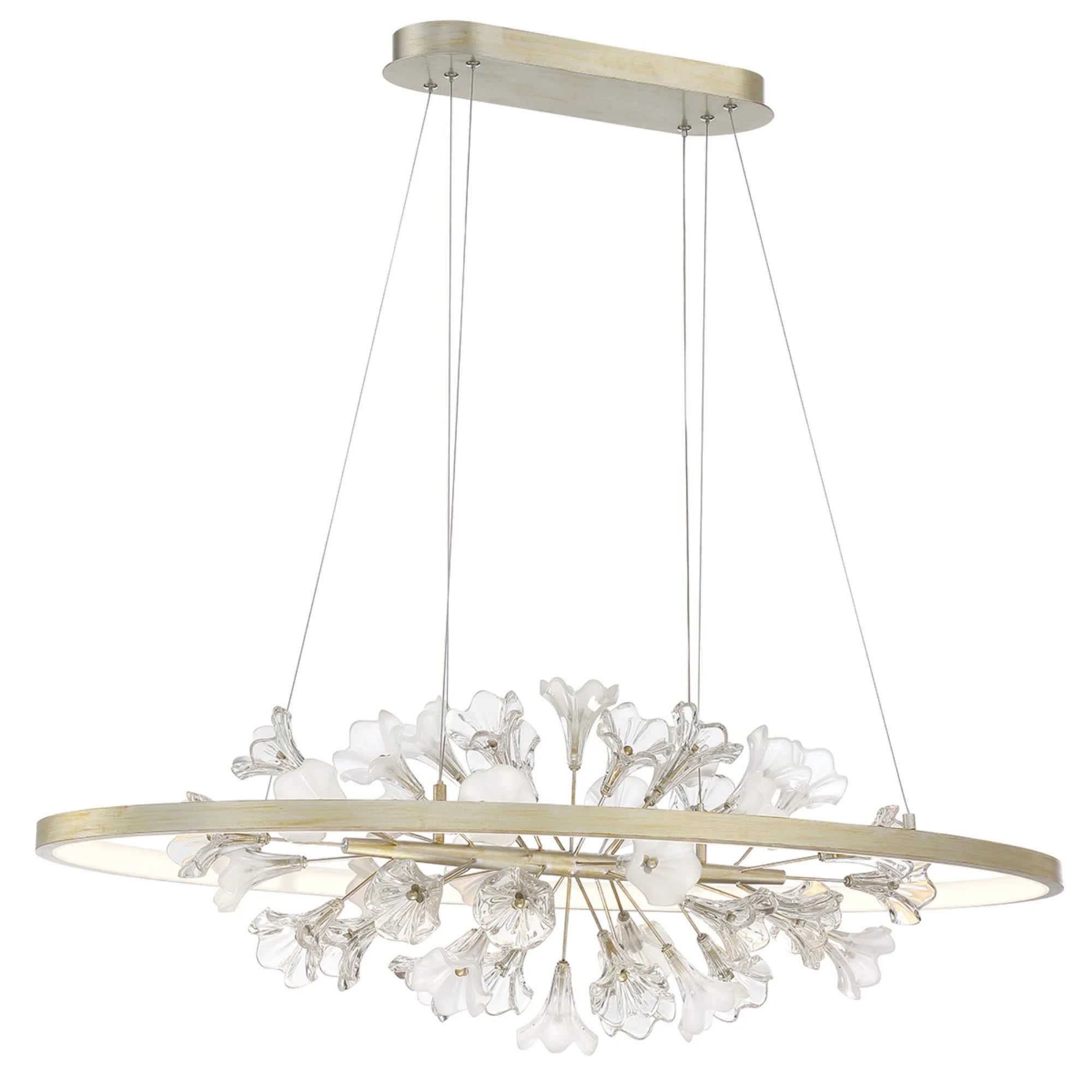 Clayton 43" LED Chandelier, Brushed Silver Finish - Bees Lighting