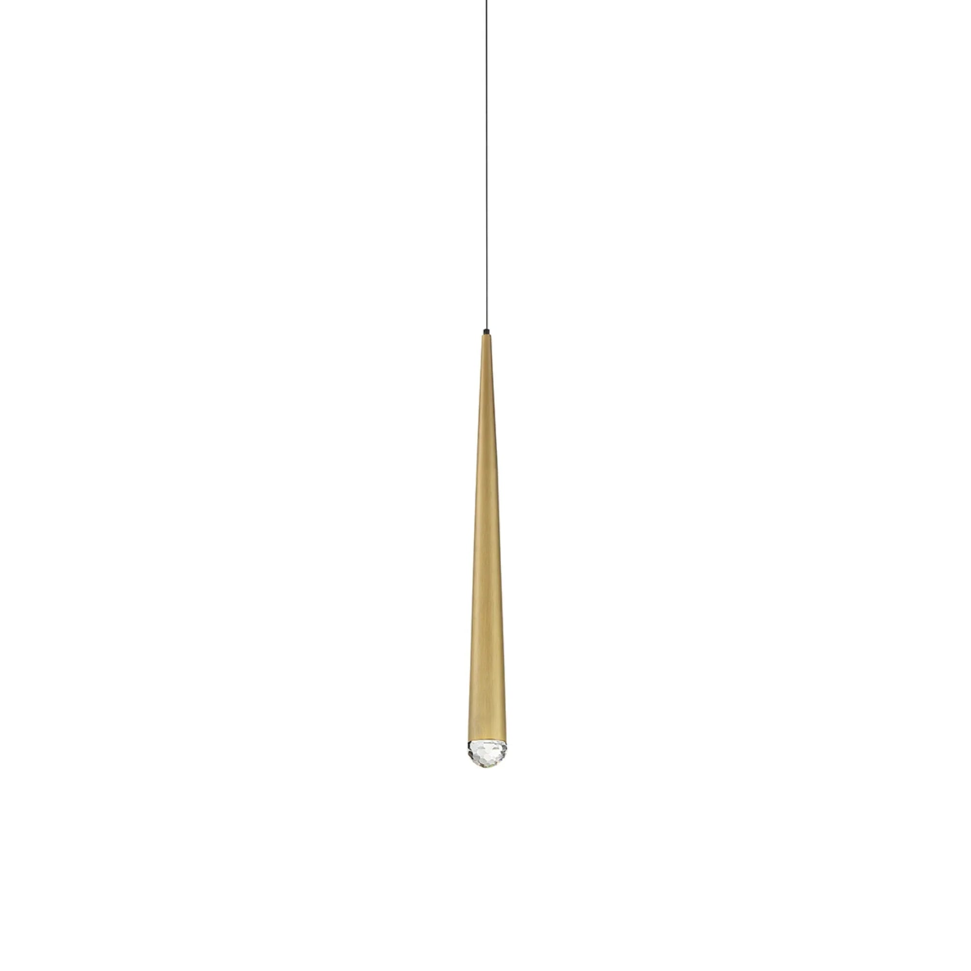 Cascade 19" LED Mini Pendant, Aged Brass Finish, Crystal Cap - Bees Lighting