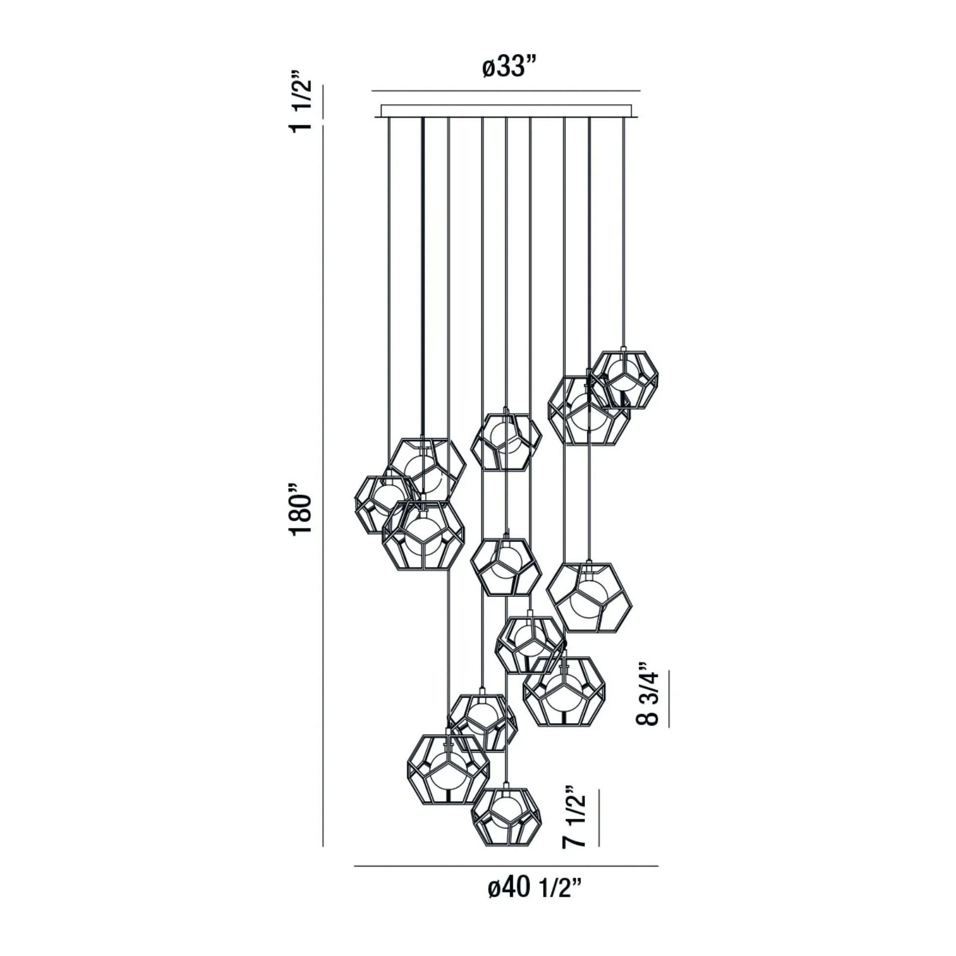 Norway 13-Light 41" Grand Chandelier, Chrome Finish - Bees Lighting