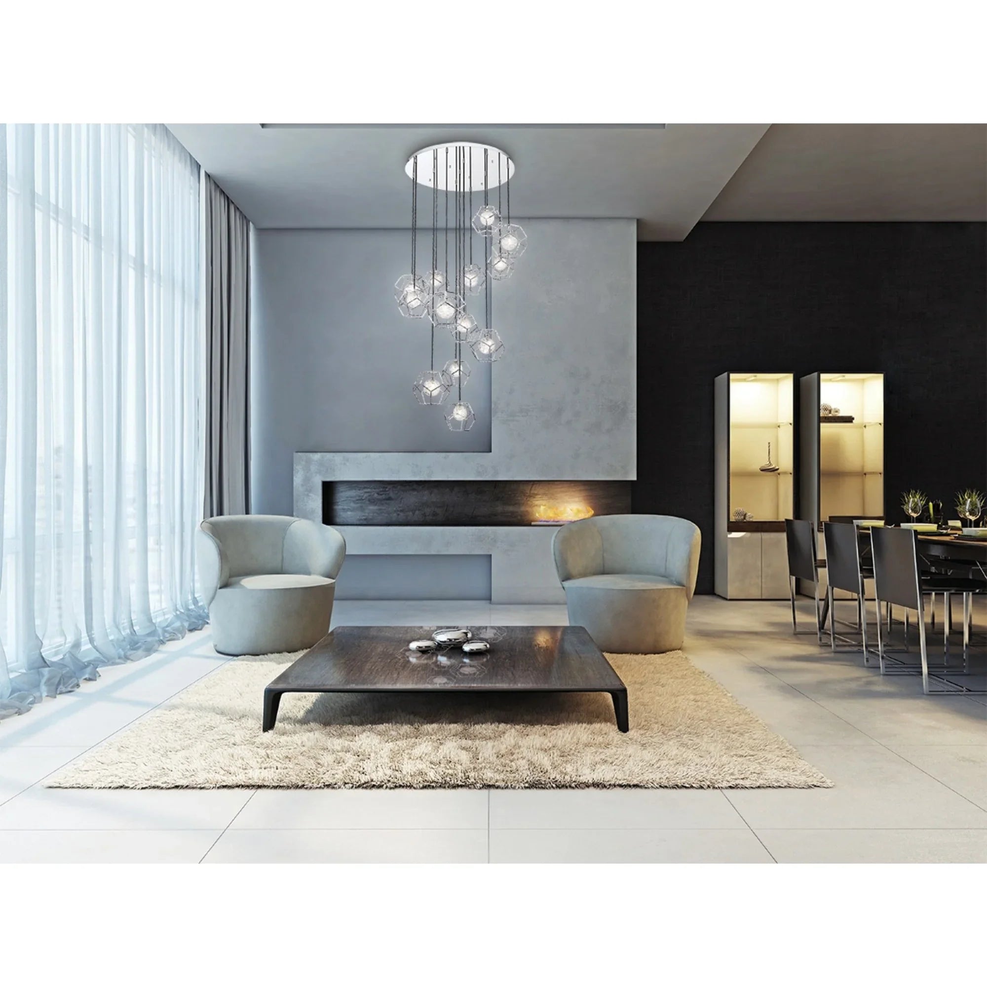Norway 13-Light 41" Grand Chandelier, Chrome Finish - Bees Lighting