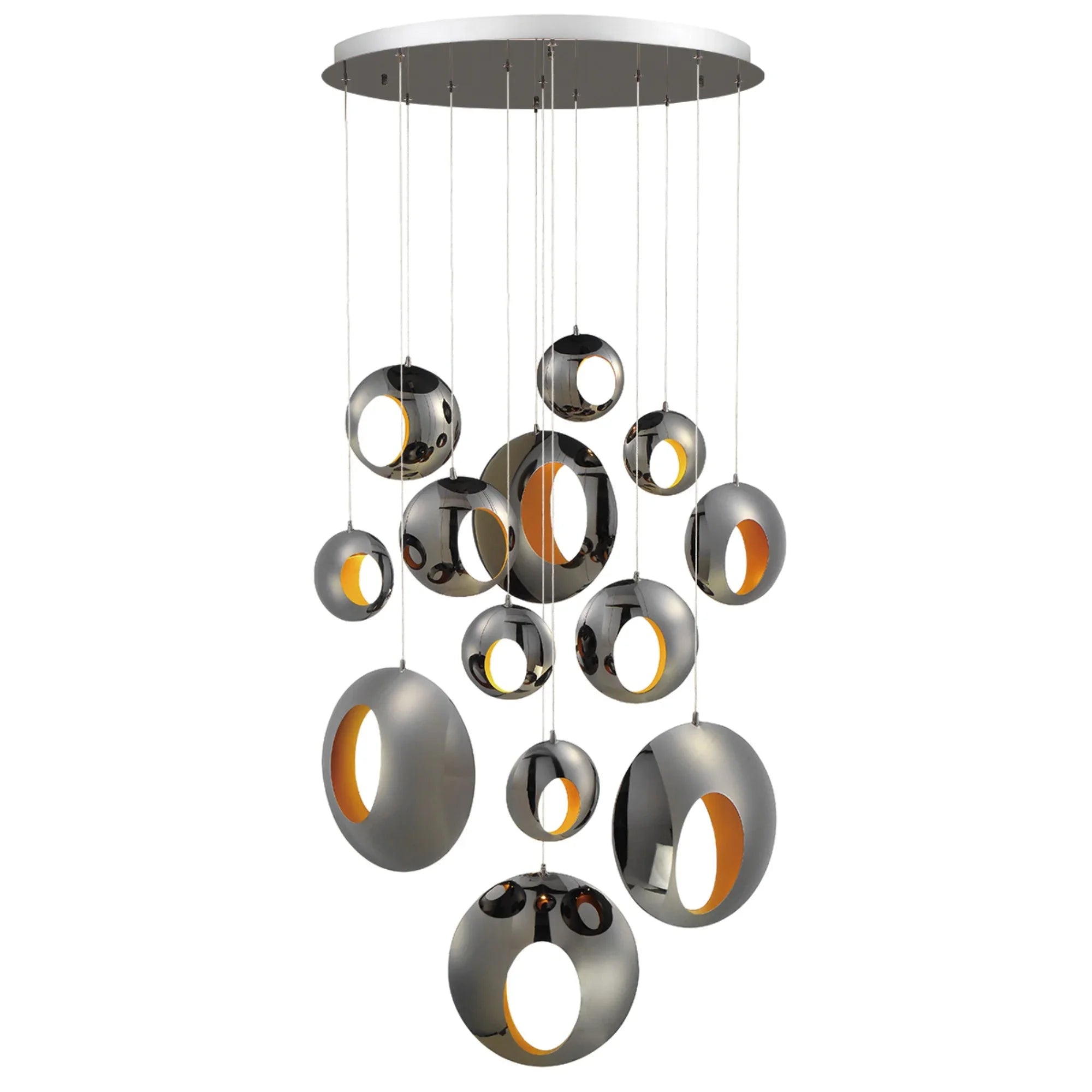 Arlington 13-Light 40" LED Multi Drop Chandelier, Chrome Finish - Bees Lighting