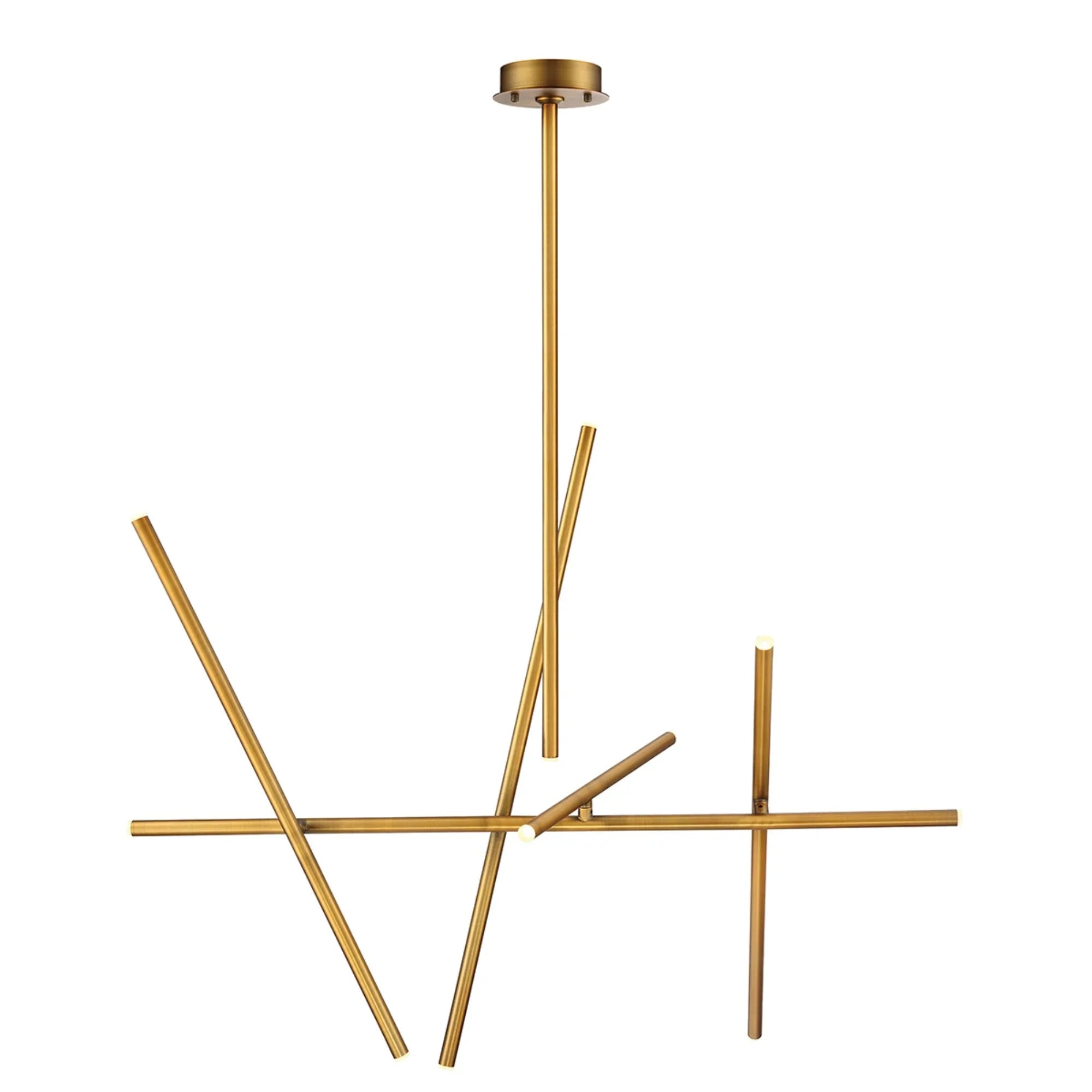 Crossroads 10-Light 47" LED Chandelier, Brushed Brass Finish - Bees Lighting