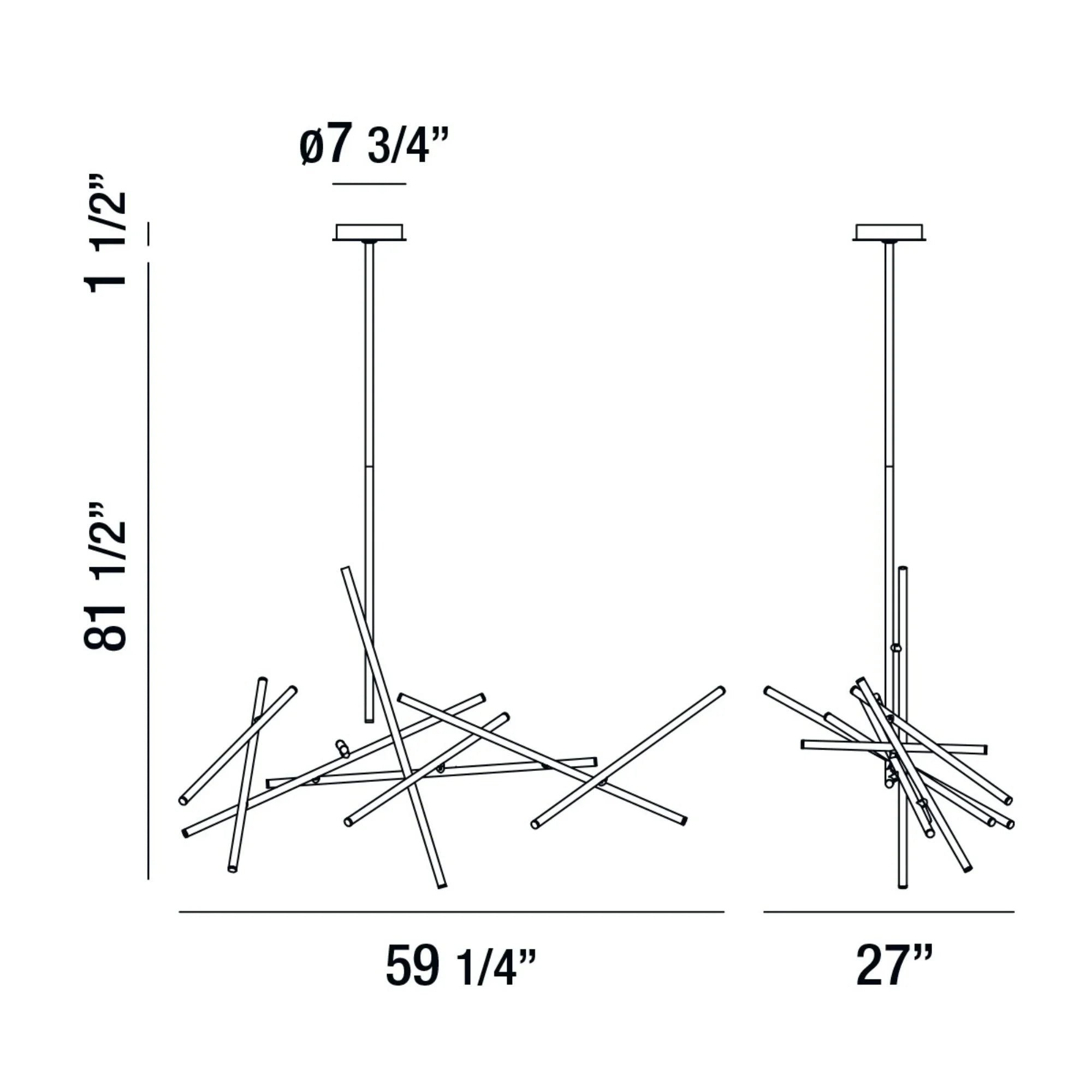 Crossroads 18-Light 59" LED Grand Chandelier, Black Finish - Bees Lighting