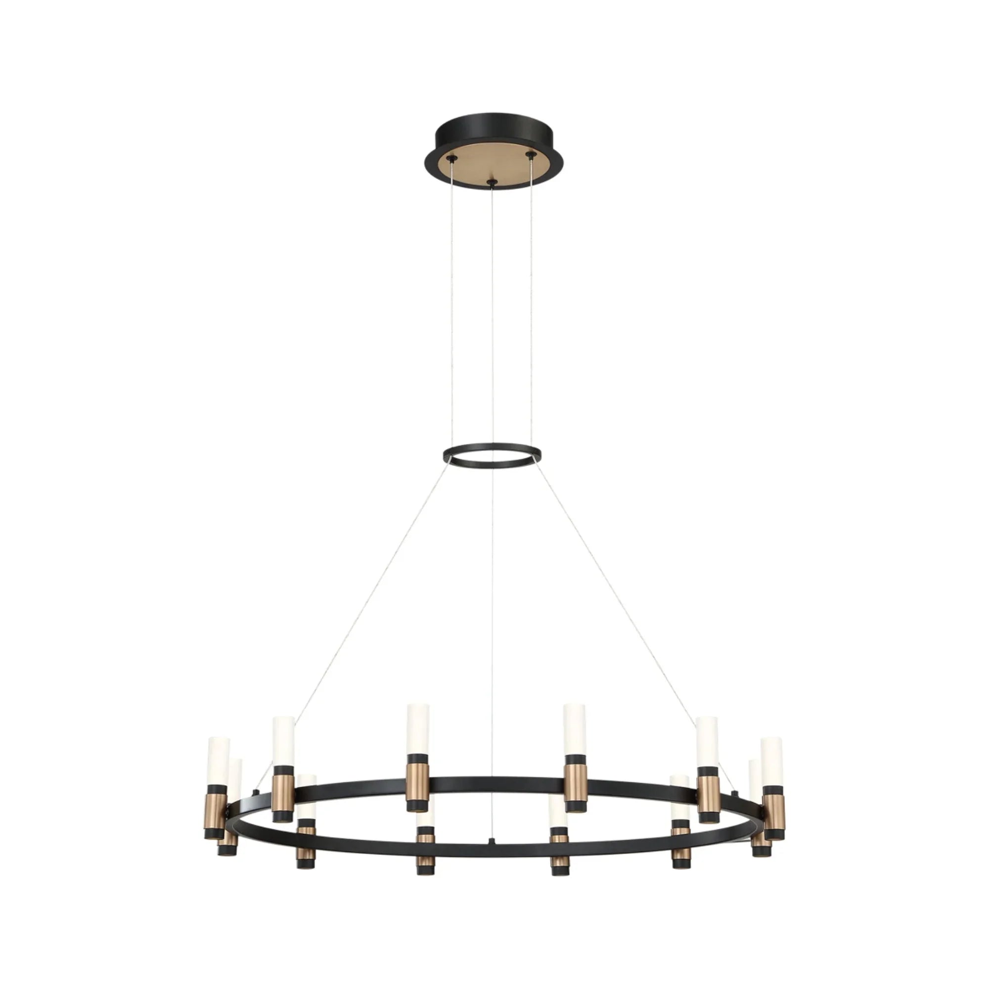 Albany 12-Light 32" LED Chandelier, Black & Brass Finish - Bees Lighting