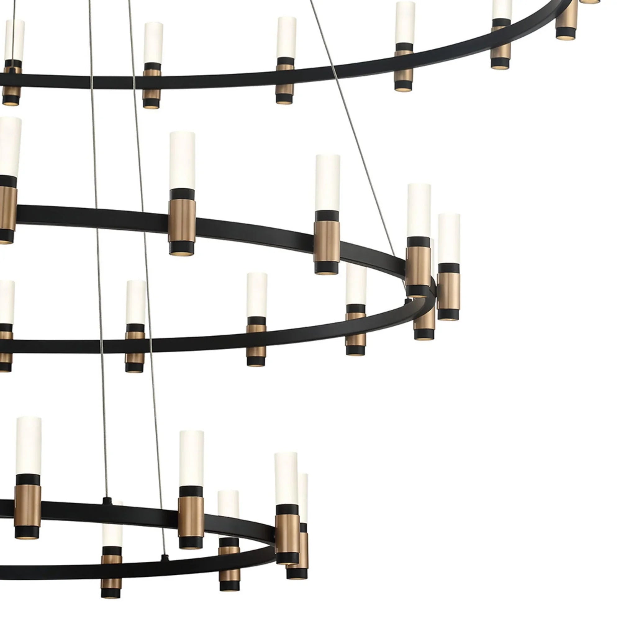 Albany 3-Tiers 51-Light 60" LED Grand Chandelier, Black & Brass Finish - Bees Lighting