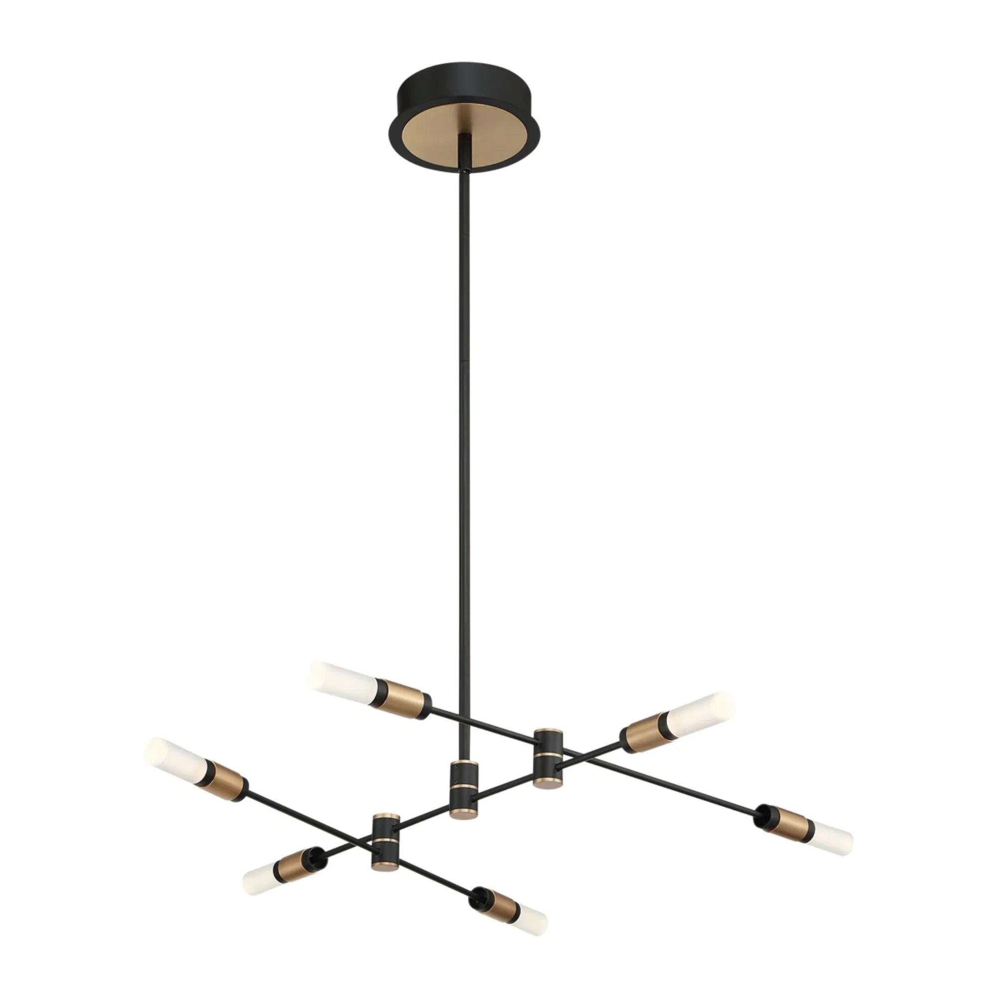 Albany 6-Light 32" LED Chandelier, Black & Brass Finish - Bees Lighting